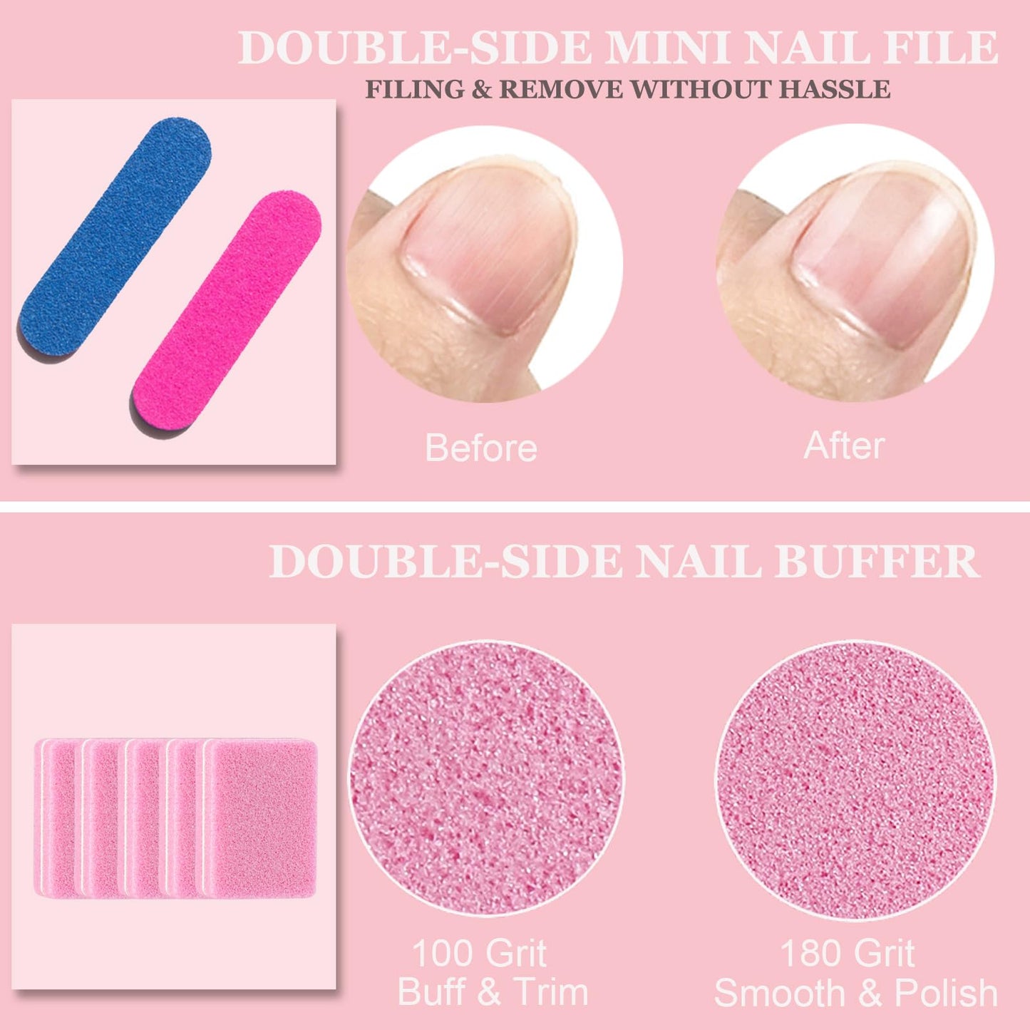 20PCS Press on Nail Tool Kit: Nail Prep Kit with Nail Glue, Glue Remover, Mini Nail File, Nail Buffer, Prep Pad,Adhesive Nail Tabs, Wood Stick, Instruction Card for Press on Nail Packaging