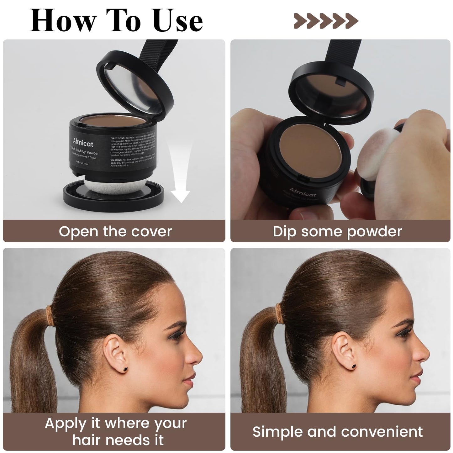 Afmicat Root Touch Up Powder, Hairline Powder for Thinning Hair, Instantly Cover Grey Hair, Root Cover Up for Women & Men, Bald Spots, Grooming, Beard Line (Brown, 0.14 Ounce (Pack of 1))