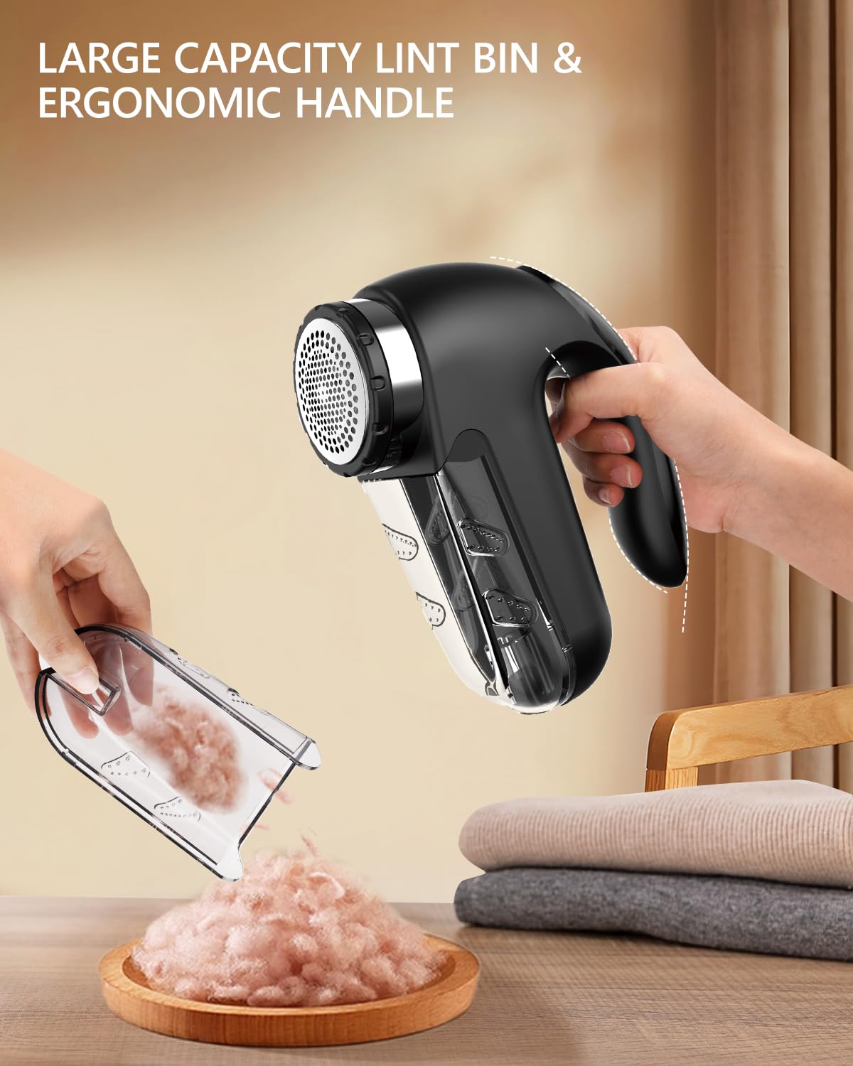 Electric Fabric Shaver Electrostatic Brush, LED Display, 2-Speeds, Rechargeable Sweater Shaver,Black