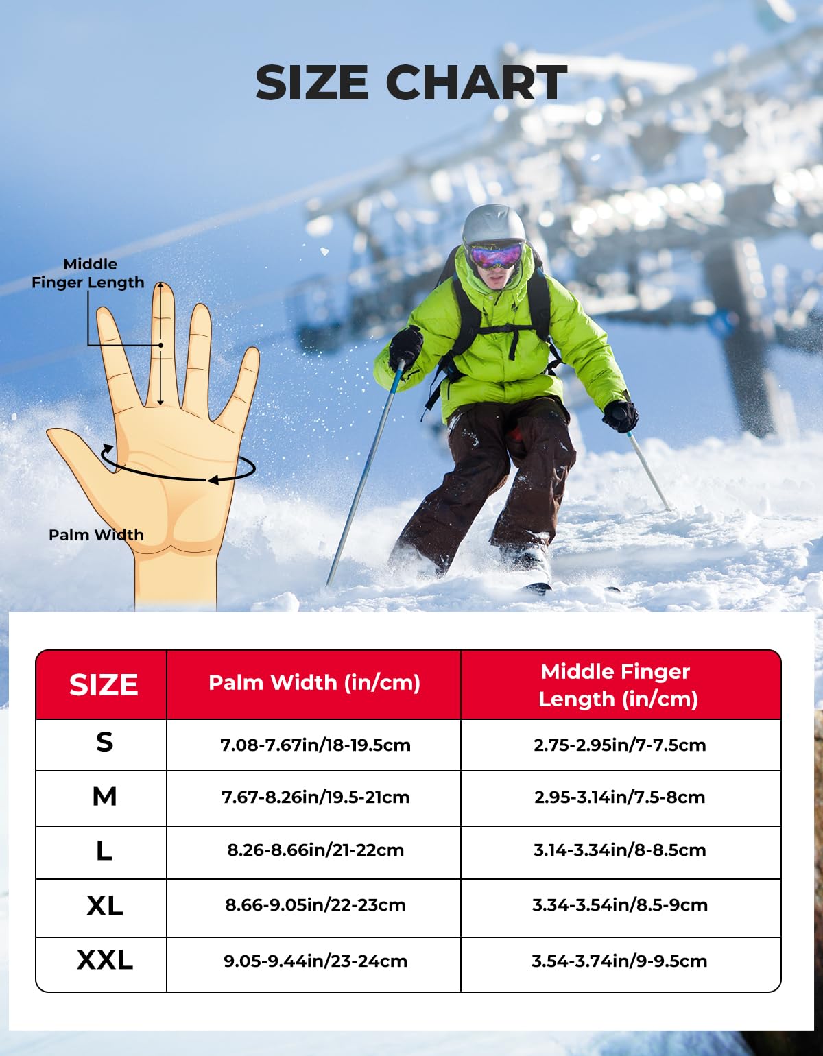 KEMIMOTO Ski Gloves for Men Women, Winter Warm Snowboard Gloves with Wrist Leashes and Pockets, Waterproof Snow Gloves for Skiing, Snowboarding, Shoveling & Outdoor Sports