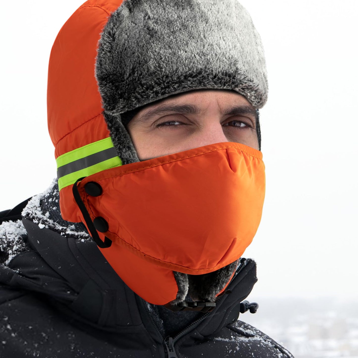 Watayo Winter Ice Fishing Trapper Hat- Warm Ice Fishing Trapper Cap Headwear- Waterproof Cold Weather Warm Ski Hunting Hat with Earflap Face Mask for Men Women