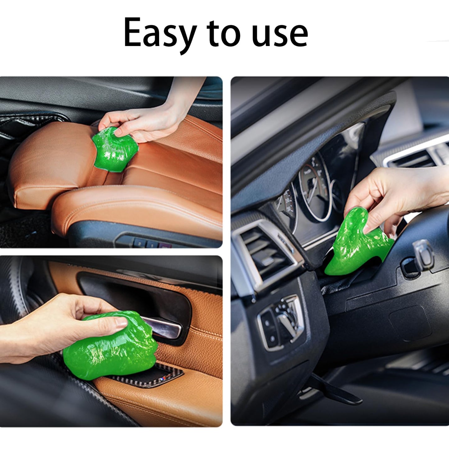 jizhaoshangchengk Car Cleaning Gel,2 Pack Green Car Cleaning Putty,Reusable Car Interior Air Vent Dust Cleaner Slime Putty for Printers, Camera, Calculator, Keyboard