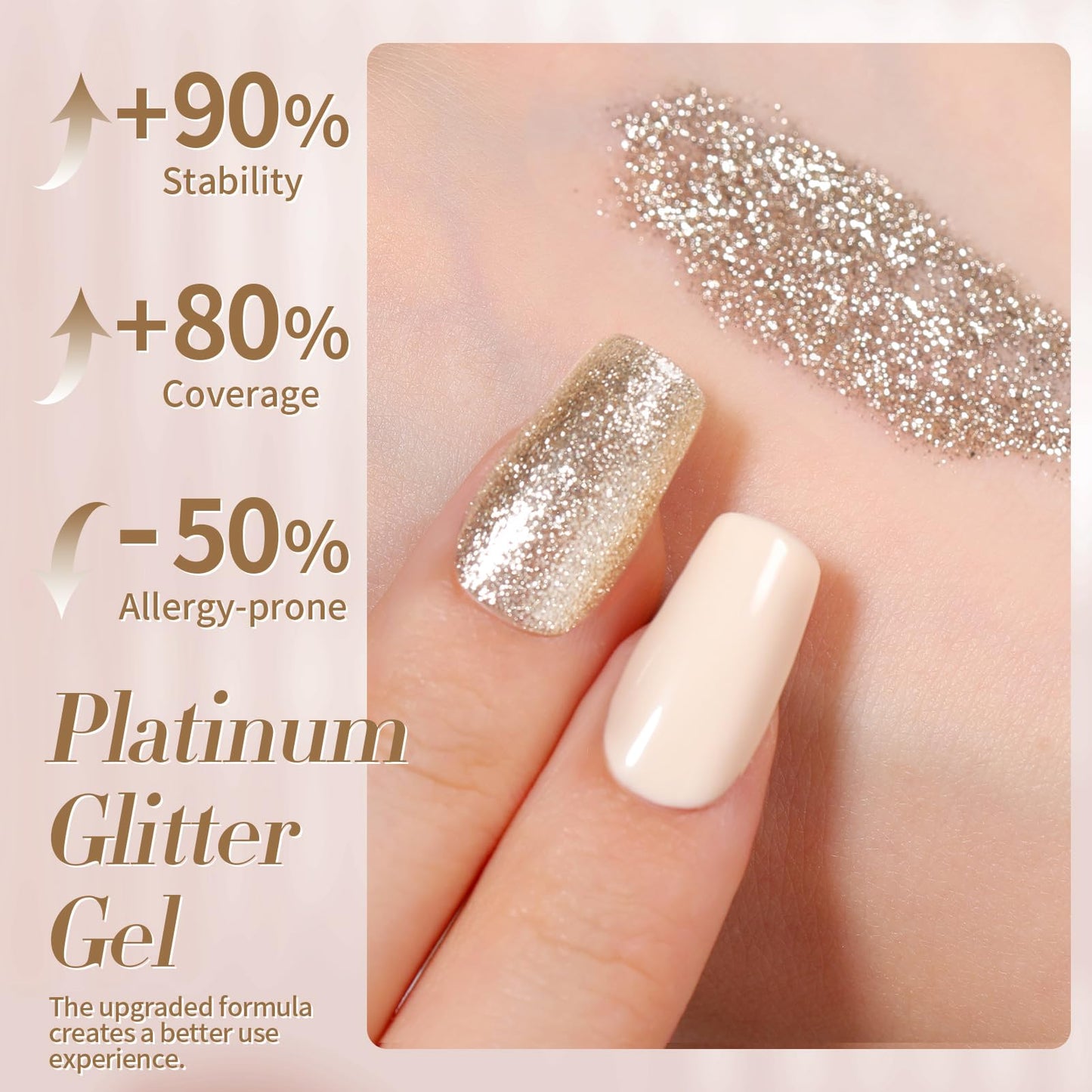 Born Pretty Christmas Glitter Gel Nail Polish Champagne Platinum Glitter Sparkly Shiny Gel Polish 15ML