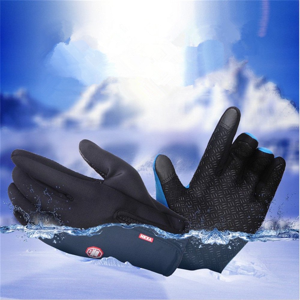 Bicycle Motorcycle Waterproof Gloves Outdoor Sport Warm Windproof Thermal Touch Gloves Riding Running Bike Cycling Gloves Hot Hands Warmer (Black(M))
