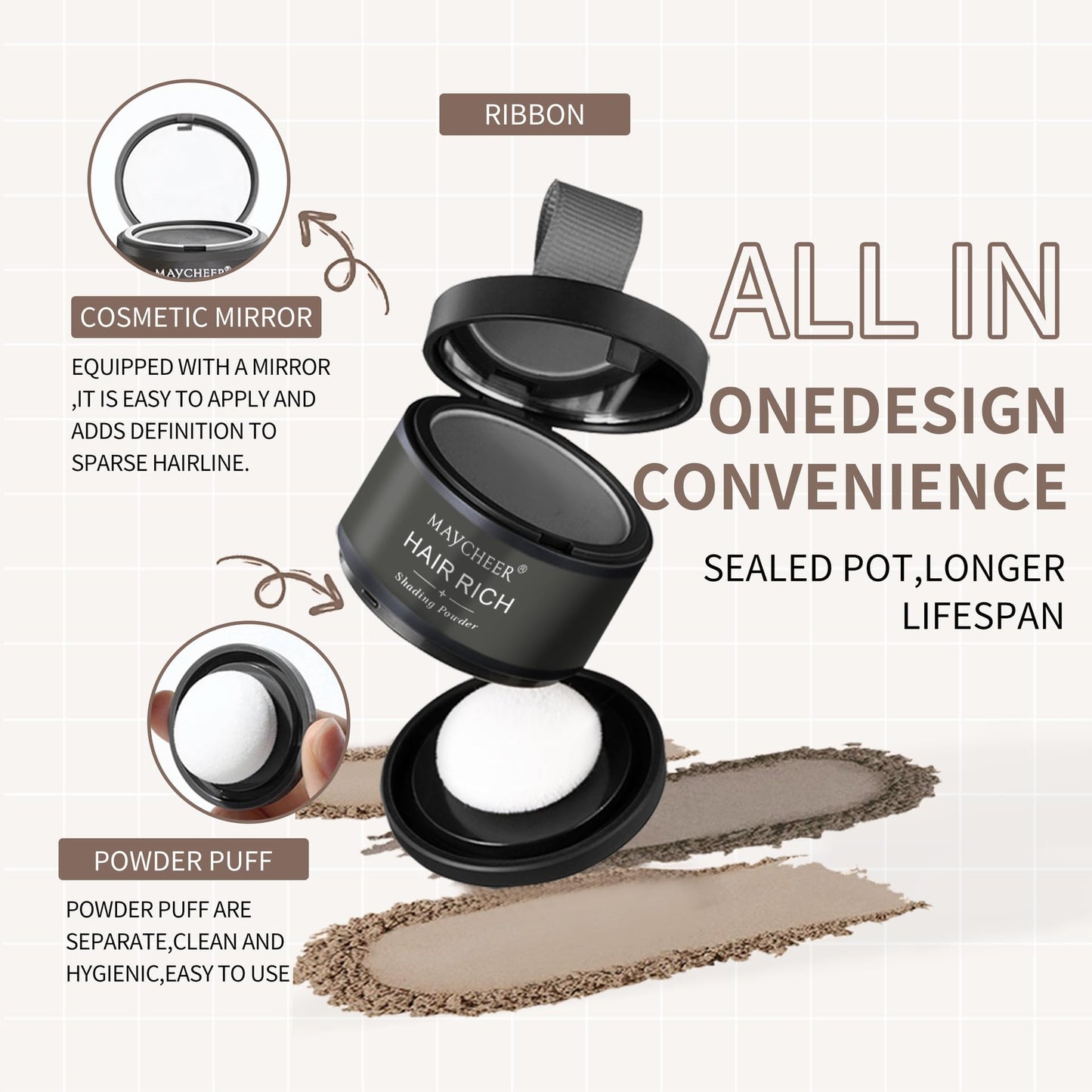 Maycheer Hairline Powder for Women - Hair Rich Shading Powder, 30 Colors Magic Root Cover Up (Deep Mocha 28)