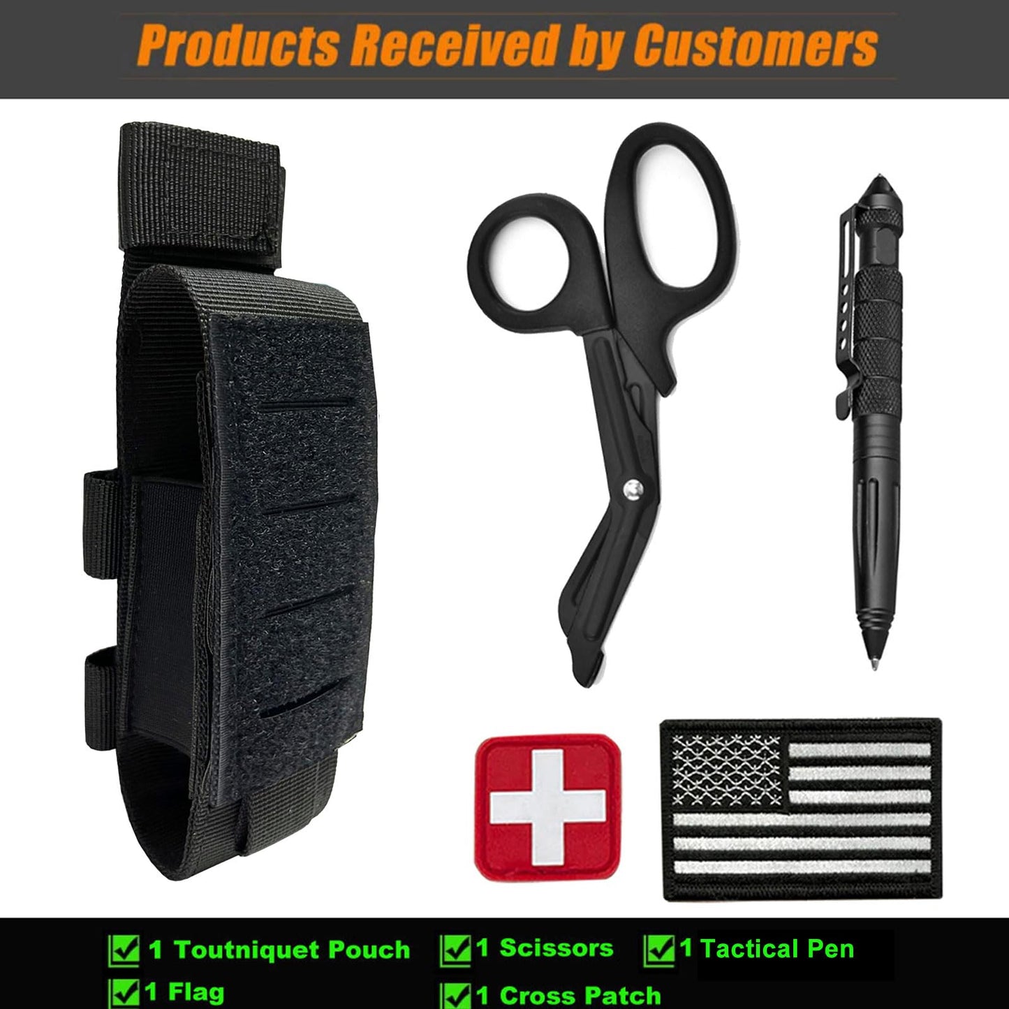 Molle TQ Tourniquet Pouch Holder & Tactical Trauma Medical Shear Flashlight Duty Belt Holster