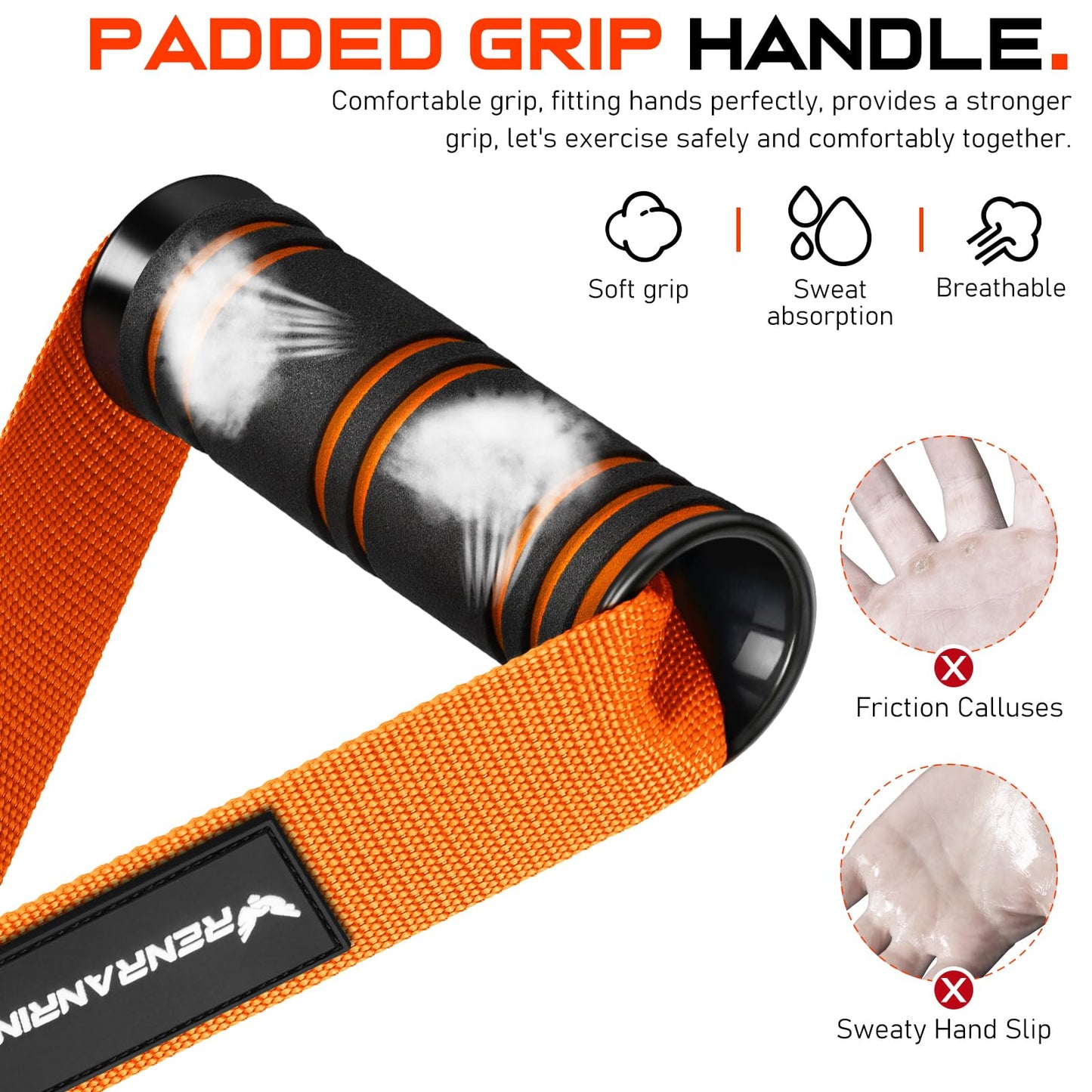 RENRANRING Gym Exercise Handles, Replacement Handle Attachments for Cable Machine Pulleys, Resistance Band and Strength Trainer, Pull Down Workout Accessories, Home Gym Add On Equipment