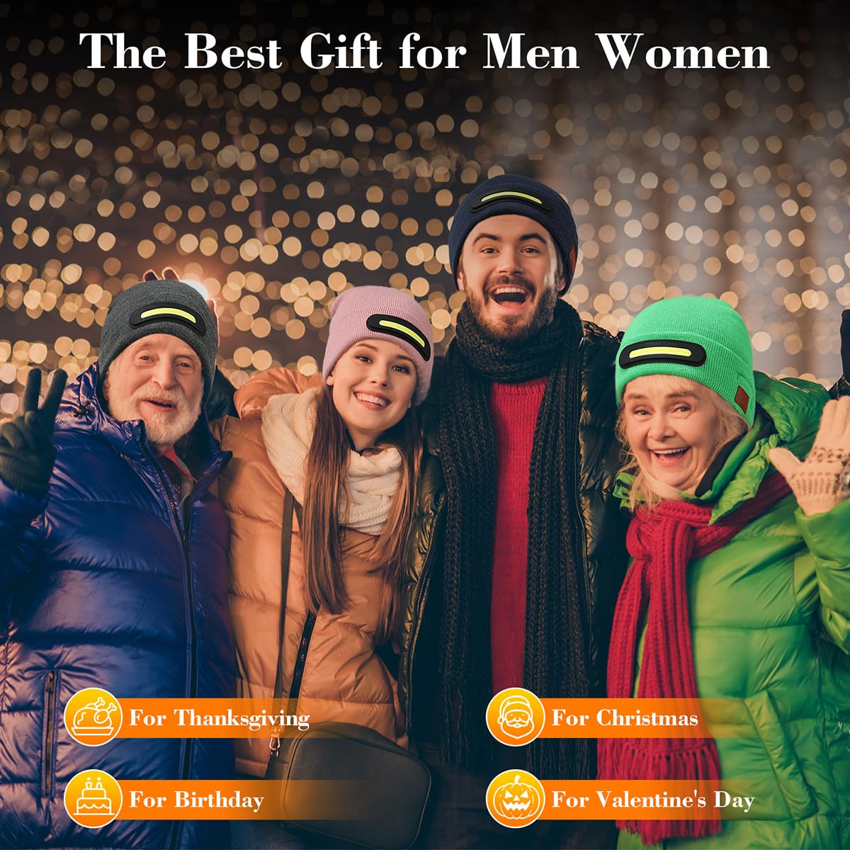 RANCOVY LED Beanie with Light, Unisex USB Rechargeable Headlamp Beanie Flashlight Beanie Hat for Men Women Red