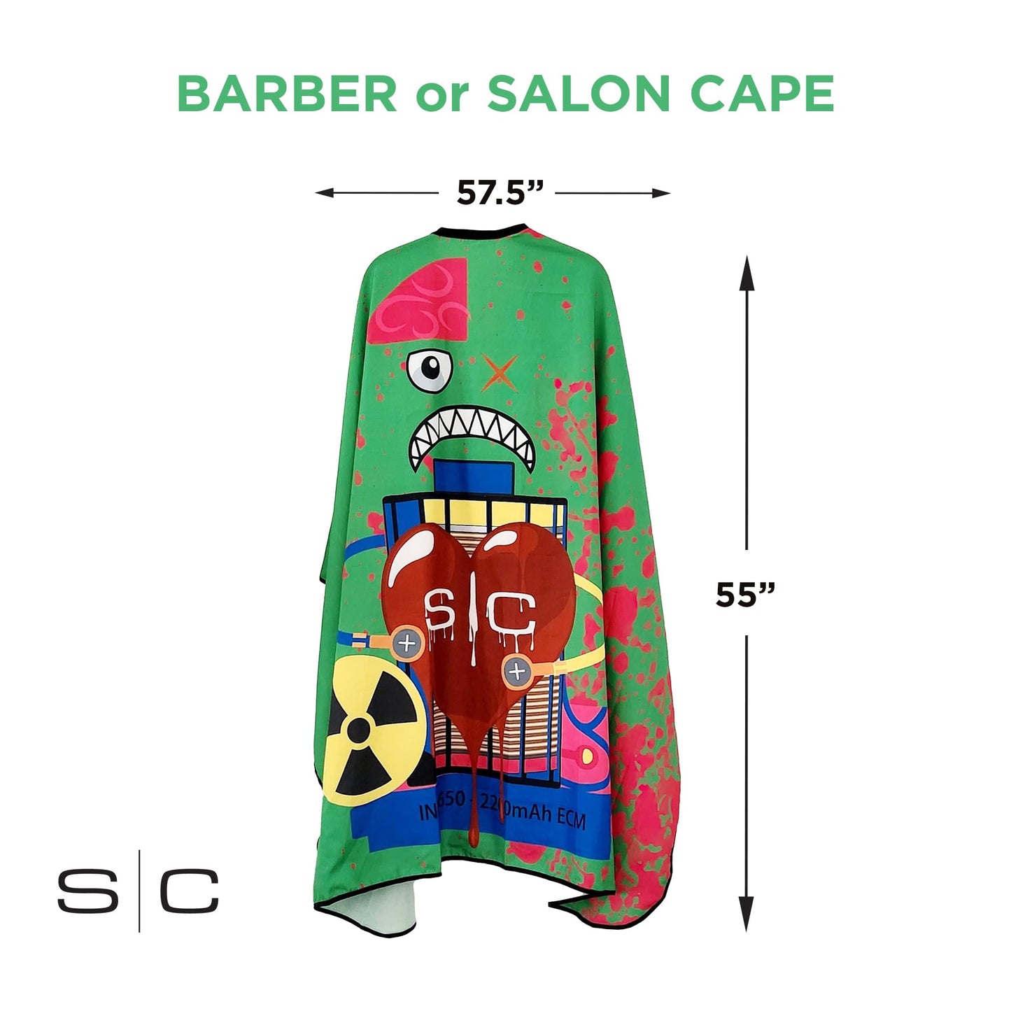 Stylecraft Professional Barber Water Resistant Hair Cutting Cape One Size (Radioactive Green)