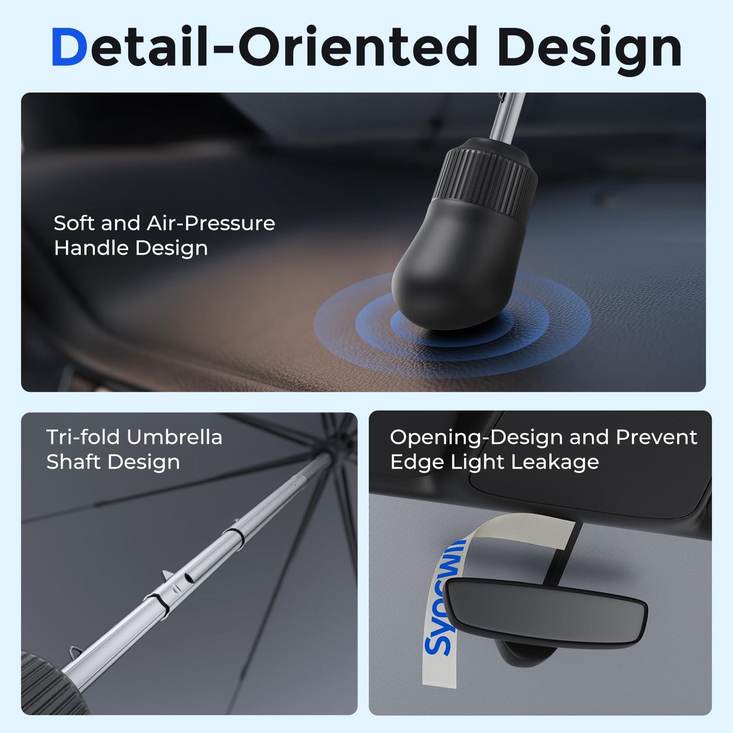 Syncwire Car Windshield Sunshade Umbrella - Enhanced Vinyl Coating for Superior Sun and Heat Protection, Keeps Vehicle Cool and Preserves Interior, Innovative Edge Design