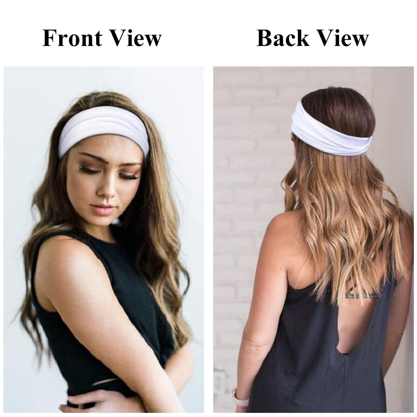 Huachi Headbands for Women Non Slip Women's Fashion Headbands Wide Headbands for Women's Hair Head Band Short Hair for Workout Yoga Sports Exercise Sweatbands Summer Hair Accessories Elastic Hair Band