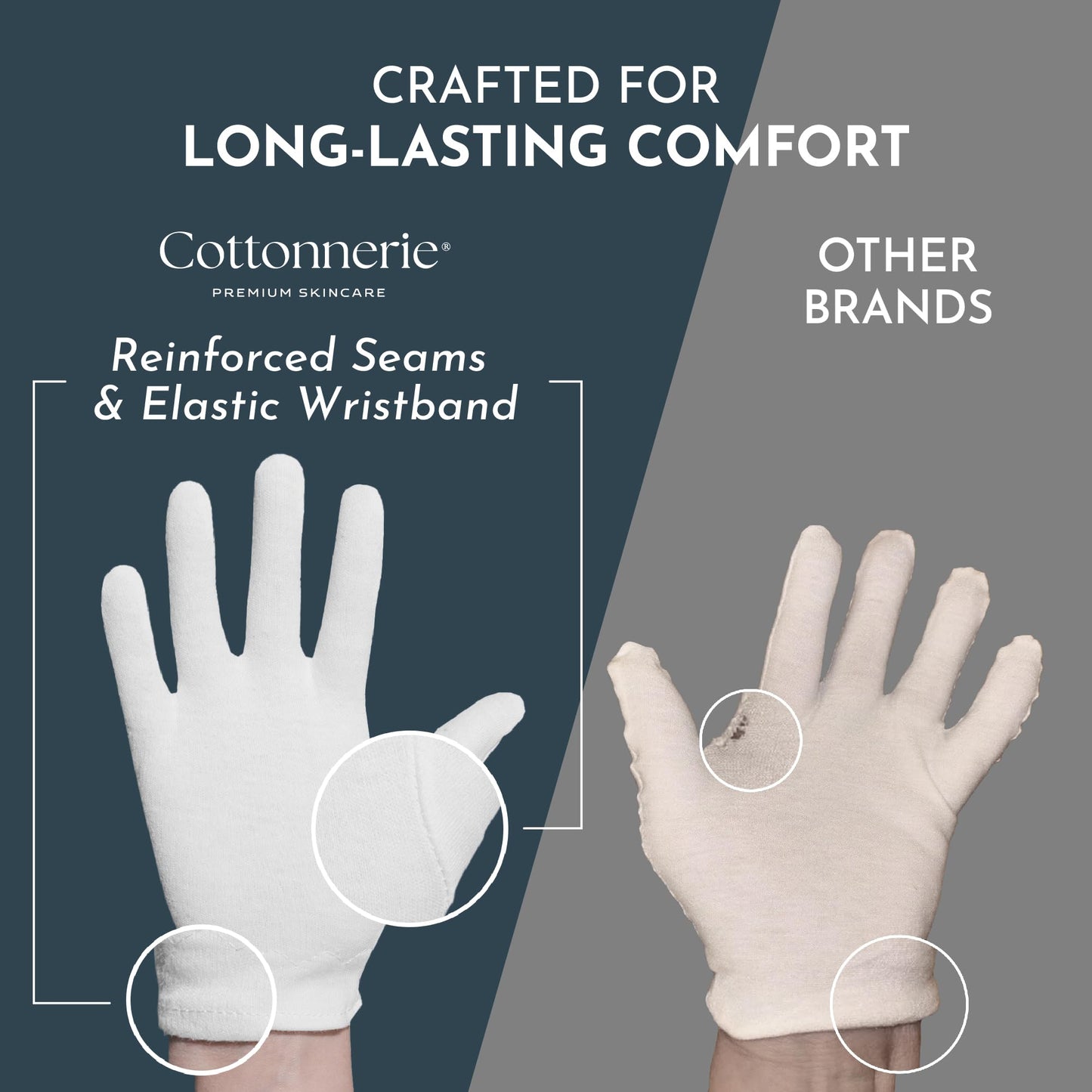 Gaxcoo Cottonnerie Cotton Gloves for Dry Hands Sleeping, Moisturizing Gloves Overnight, Hand Moisturizer Gloves, Moisture Gloves for Dry Hands Overnight, Sleeping Gloves, Eczema Gloves, X-Small 7 Pair