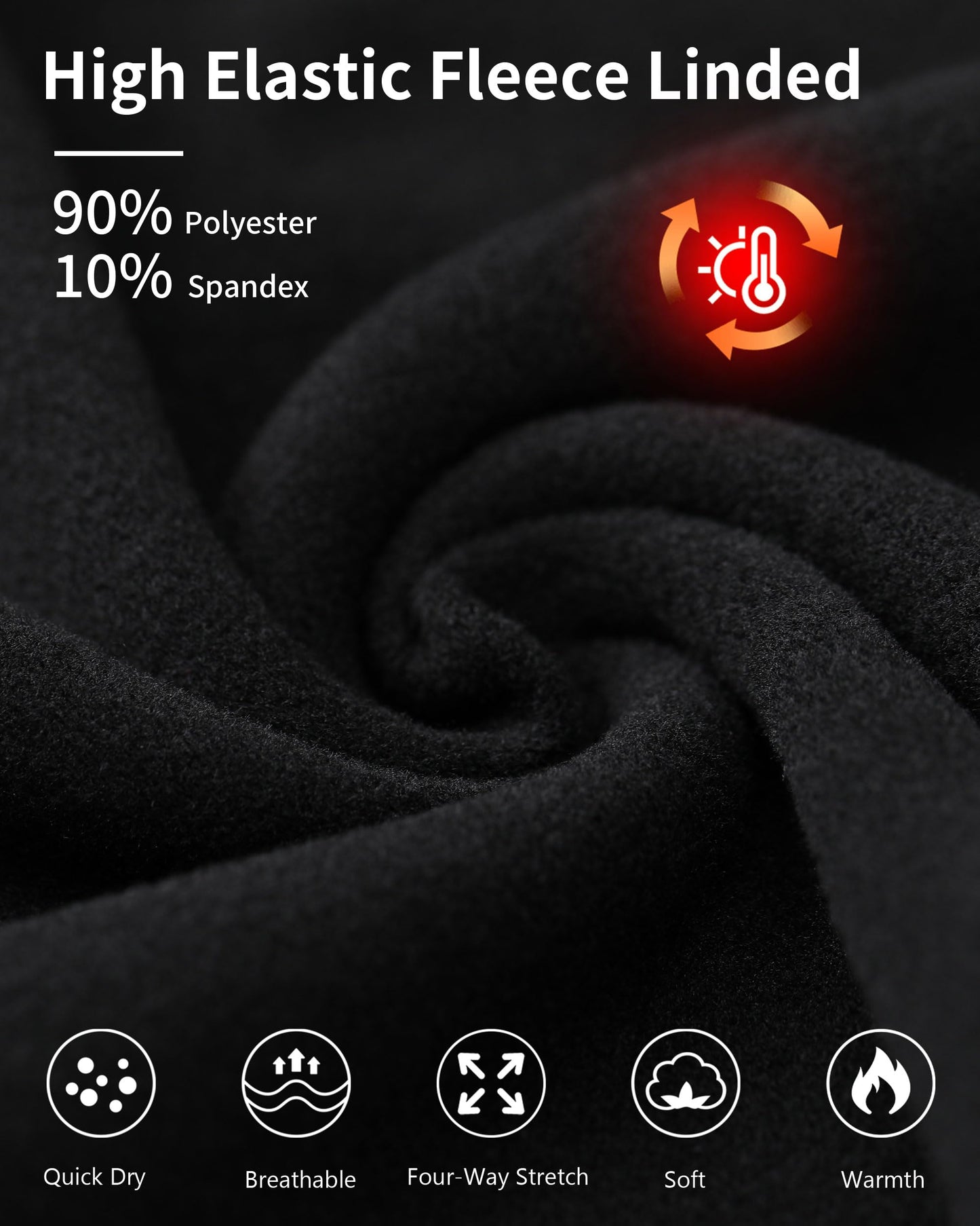 Roadbox Youth Boys Thermal Compression Shirt - Athletic Long Sleeve Fleece Undershirts for Kids Football Baseball Soccer Baselayer Black