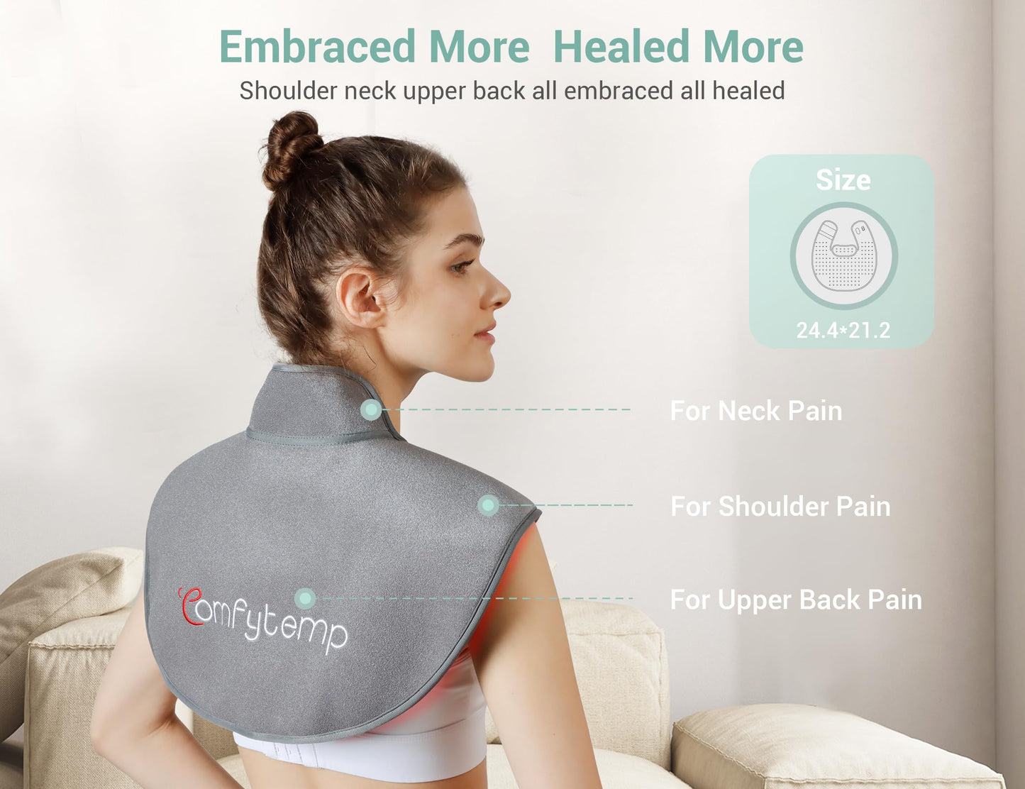 Comfytemp Red Light Therapy for Neck Shoulder Back Pain Relief with 162 LEDs, Infrared Light Therapy Pad for Body, Flexible Near Light Therapy Wrap, 660nm & 850nm