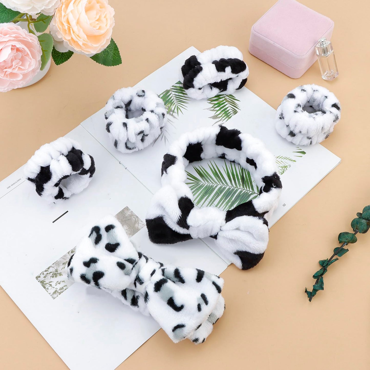 WHAVEL 6PCS Spa Headband and Wristband Set, Face Wash Headband Makeup Skincare Headband Wrist Bands for Washing Face