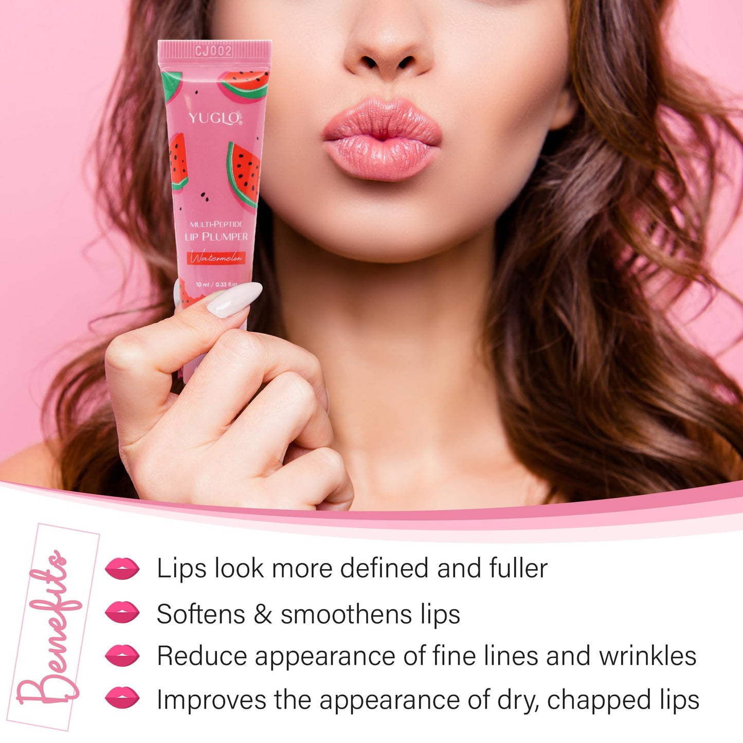 Yugo Multi-Peptide Infused Lip Plumping Treatment - Lip Moisturizer with Lip Balm Repair Effect for Smooth, Youthful Lips - Watermelon Flavor