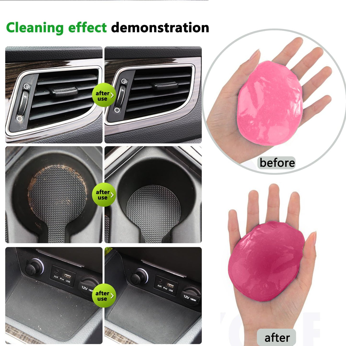 vvag Car Cleaning Gel,4 Packs Car Slime Cleaner Dust Cleaning Gel,Reusable Car Interior Cleaner,Car Cleaning Kit for Computer,Keyboard, Camera, Printers