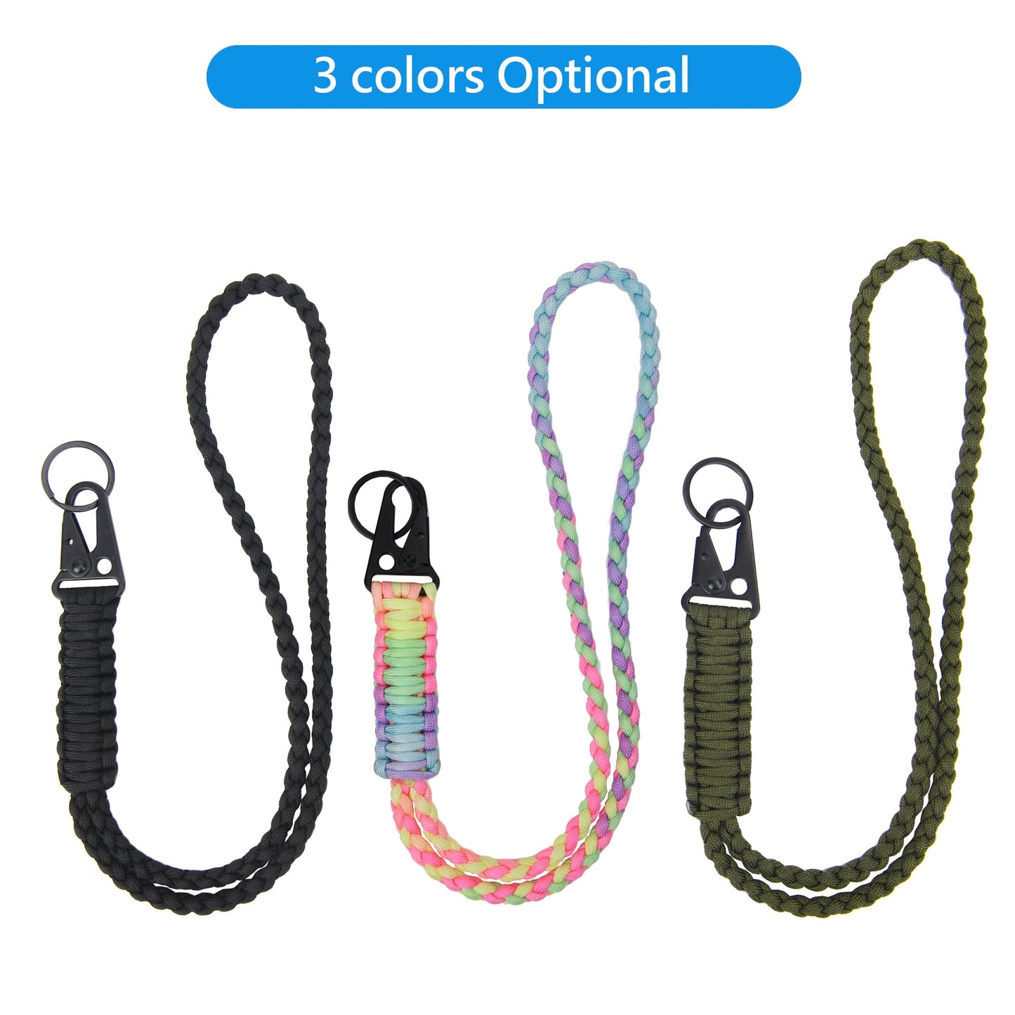 LAREDTREE Heavy Duty Paracord Lanyard Keychain, Paracord Necklace Cell Phone Keychain Whistles Wrist Braided Strap for Men Women Outdoor Activities, Camera, Traveling(Army Green)