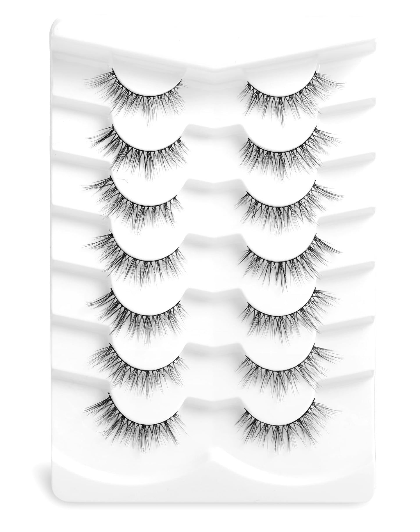 Onlyall Natural Lashes Natural Eyelashes Wispy Lashes Fake Eyelashes C Curl Lashes 12mm False Lashes 7 Pairs D30