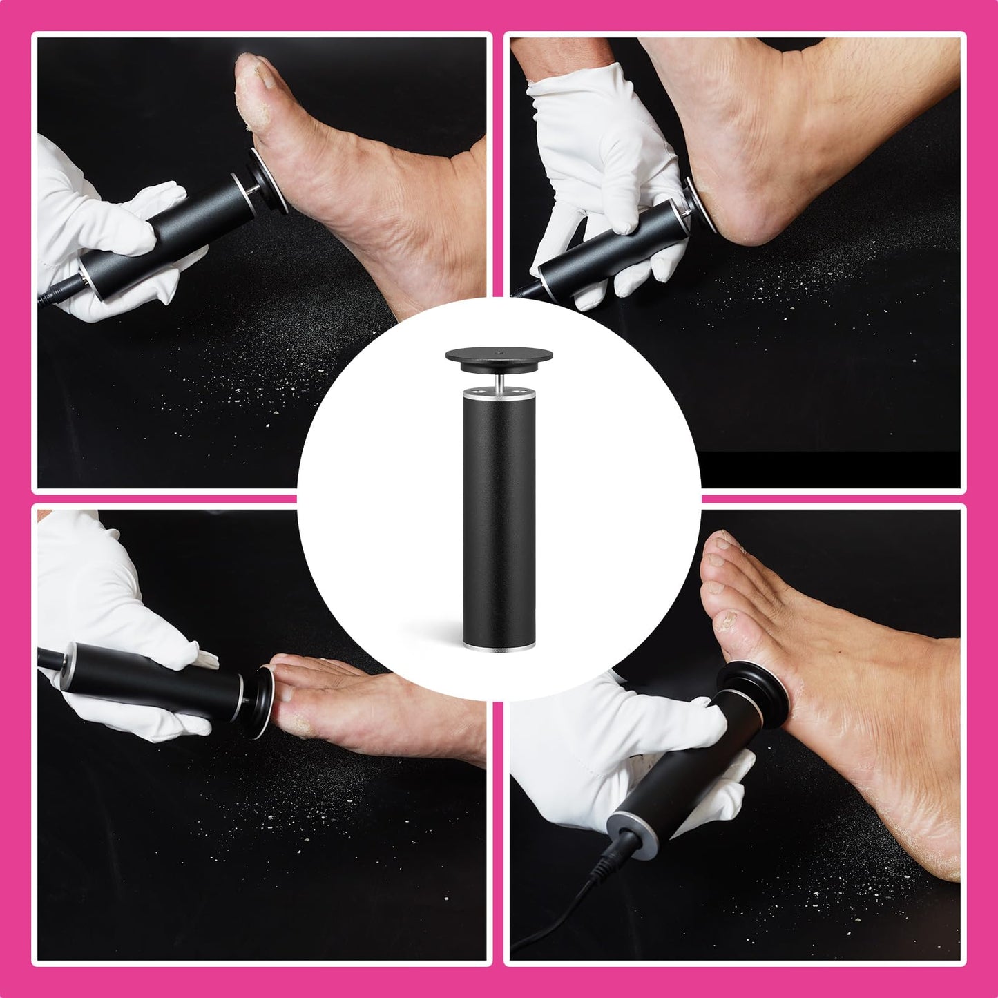 Professional Electric Foot File, Adjustable Rotatable Electronic Foot Dead Skin Remover Callus Remover Tool for Home & Nail Salon with 60 pcs Replacement Sandpaper Disk,Black