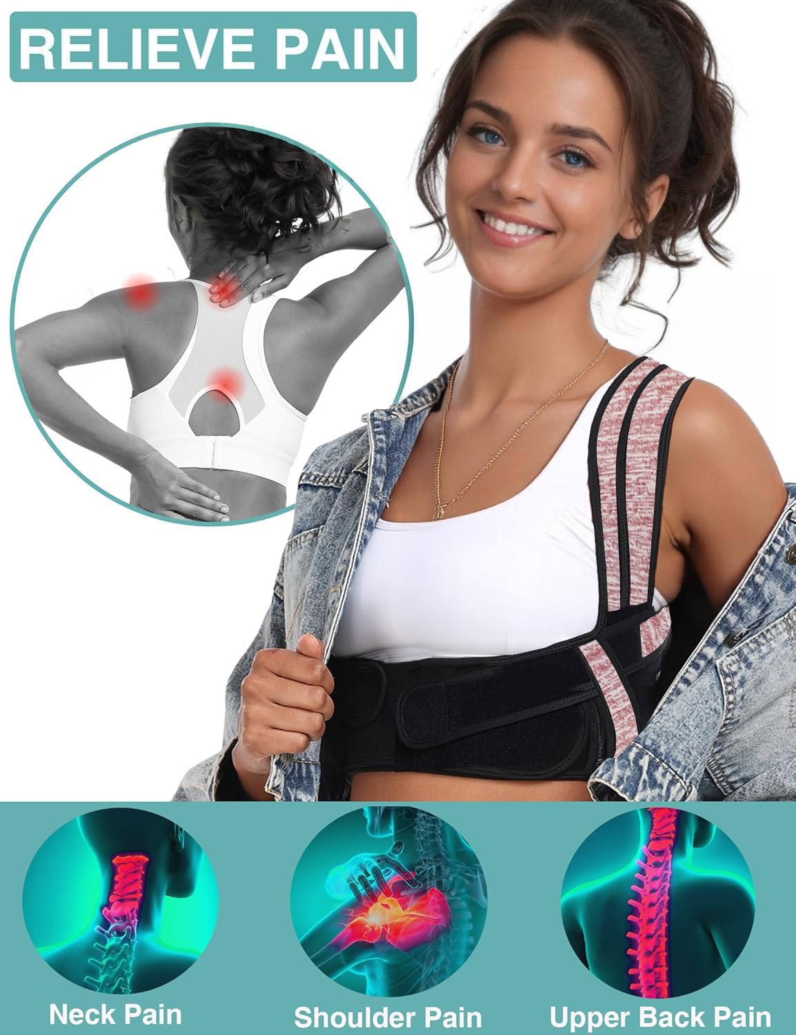 Enthra Posture Corrector for Women Men,BI-Straps Back Straightener - Bamboo Fiber Back Brace Posture Corrector - Instant Upper Back Pain Relief
