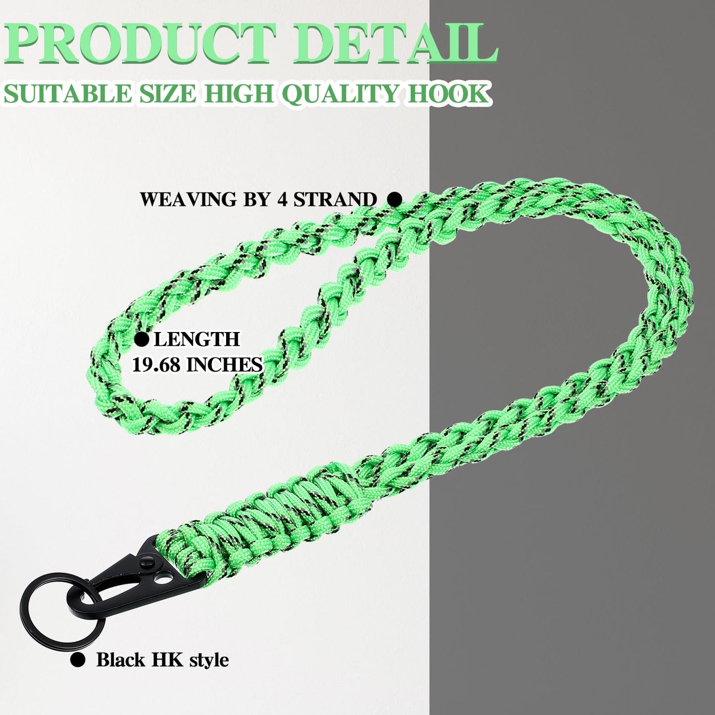 Frienda 2 Set Heavy Duty Paracord Lanyard Necklace Whistles Strap Braided 550 Keychain Lanyard for Outdoor Activities (Neon Green)
