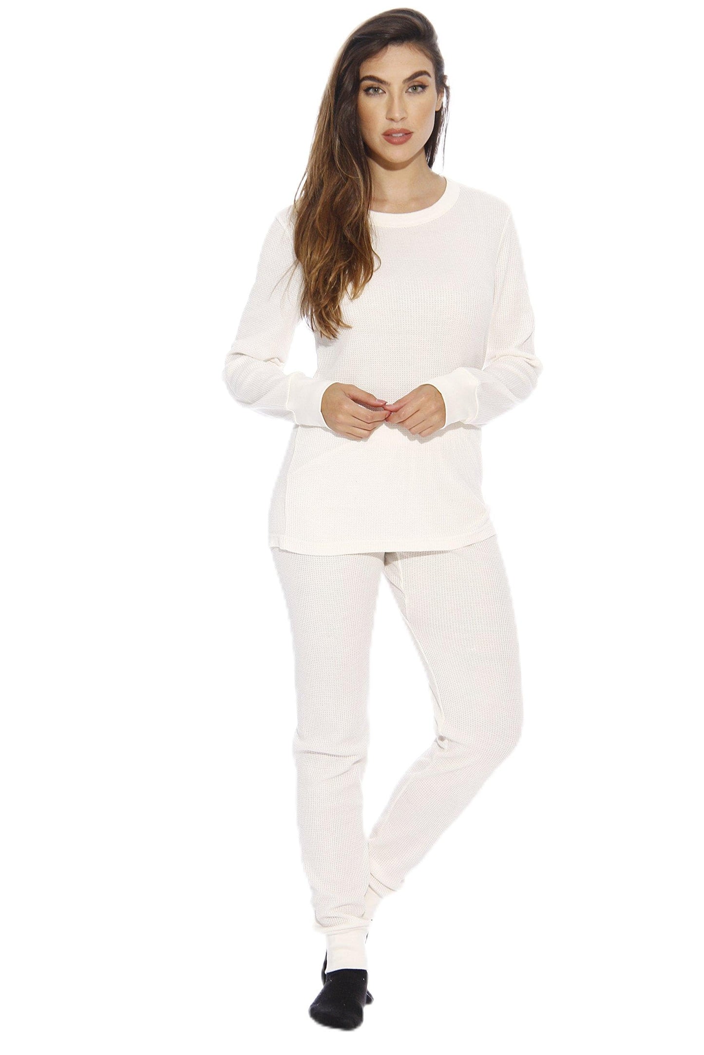 Just Love 95862-White-M Women's Thermal Underwear Pajamas Set Base Layer Thermals