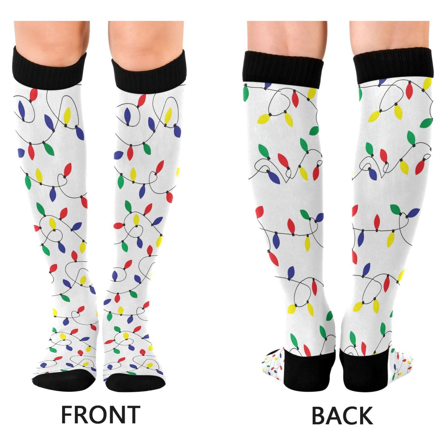 Christmas Glowing Light Bulb Women's Knee High Socks Winter Color Balls Compression Socks Unisex Casual Athletic Tube Sock Outdoor Sport Socks For Running Hiking Travel