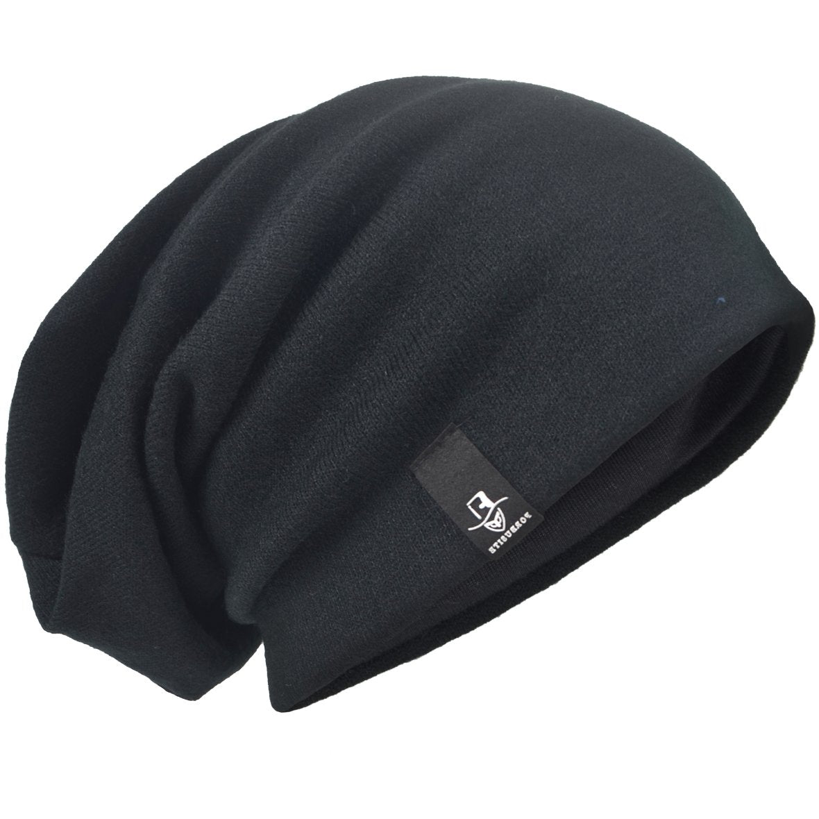 HISSHE Men's Slouch Slouchy Beanie Oversize Summer Winter Skull Cap N010 (Black)