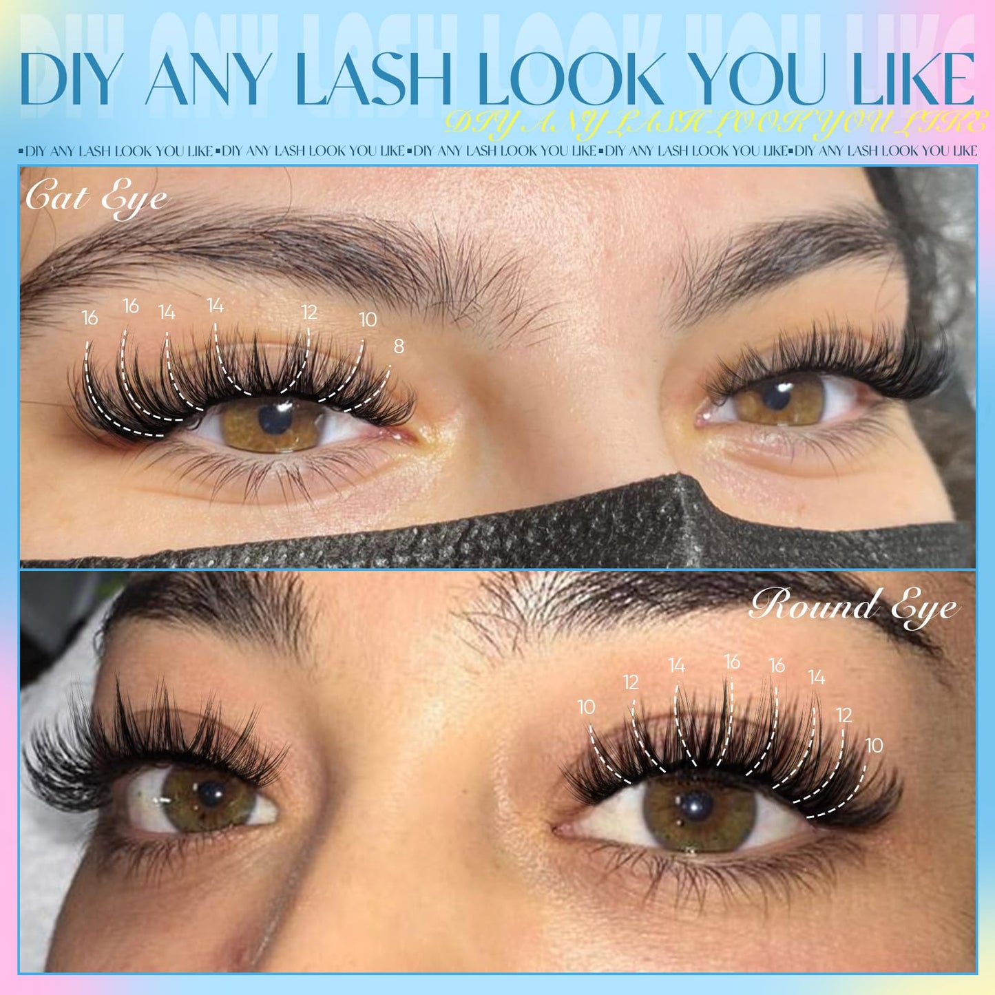 zanlufly Wispy Lash Clusters Natural D Curl Fishtail Eyelash Extensions 224Pcs Individual Lashes (8-16MM)