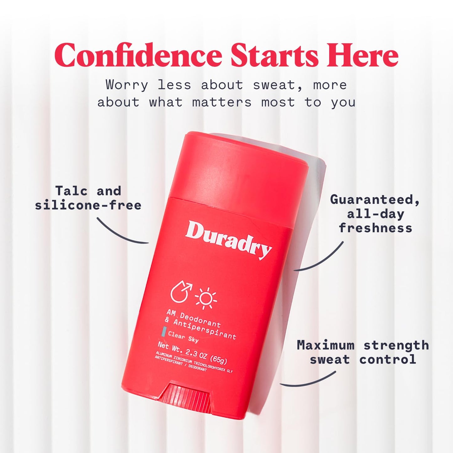 Clinical-Strength Antiperspirant Deodorant for Women and Men - Clean formula with Natural Ingredients, Odor, and Excessive Sweat protection for Armpits - Clear Sky, 2.3 Oz (Pack of 3)