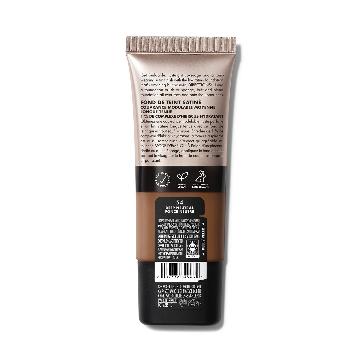 e.l.f. Soft Glam Foundation, Medium Coverage, Long-Lasting & Buildable Foundation For A Smooth, Satin Finish, Vegan & Cruelty-Free, 54 Deep Neutral
