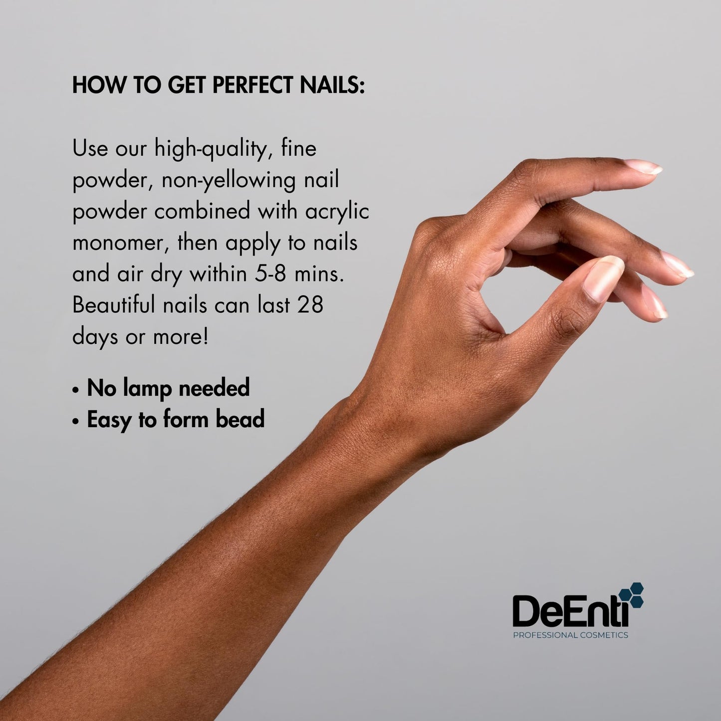 DeEnti Acrylic Nail Powder, 4oz Crystal Clear Acrylic Powder Dip for Nails, Long Lasting Salon Quality, Bubble Free Professional Manicures, Fake Nails, Carving & Extensions