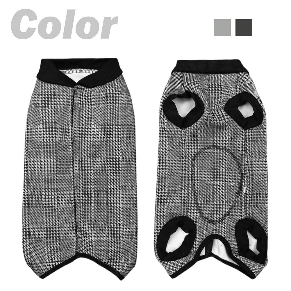 Dog Recovery Suit Post Surgery Shirt for Puppy,Winter Fleece Wound Protective Clothes for Little Animals Warm Dog Vest Windproof Dog Spay Recovery Suit(Houndstooth-XS)