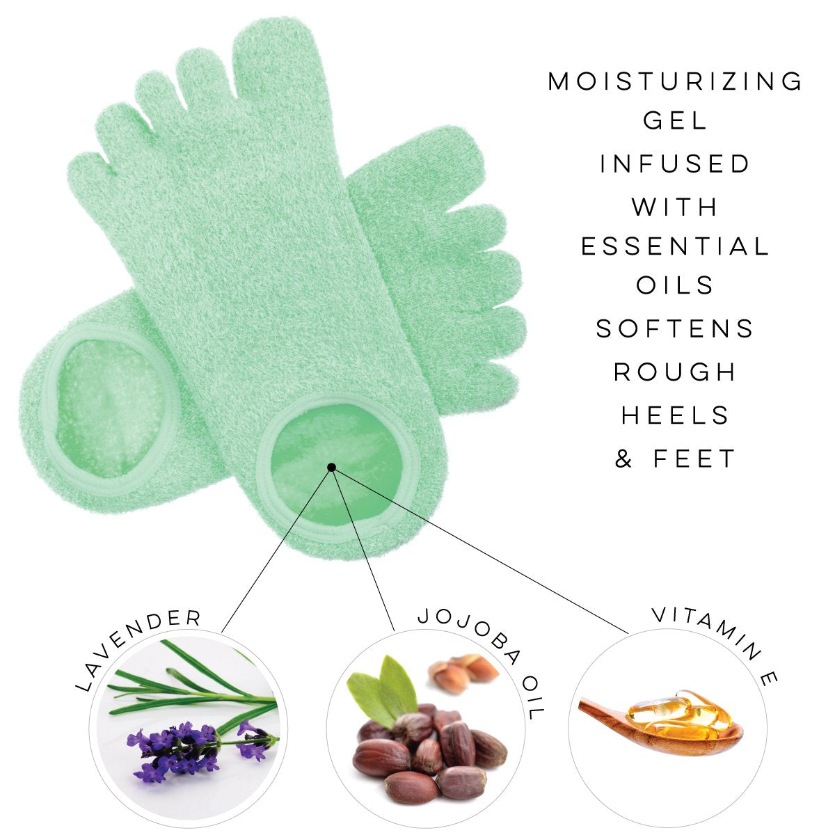 LE EMILIE Moisturizing Gel Heel Socks | Perfect for Healing Dry Cracked Heels and Feet | Infused with Aromatherapy Blend of Lavender and Jojoba Oil | 1 Pair, Green