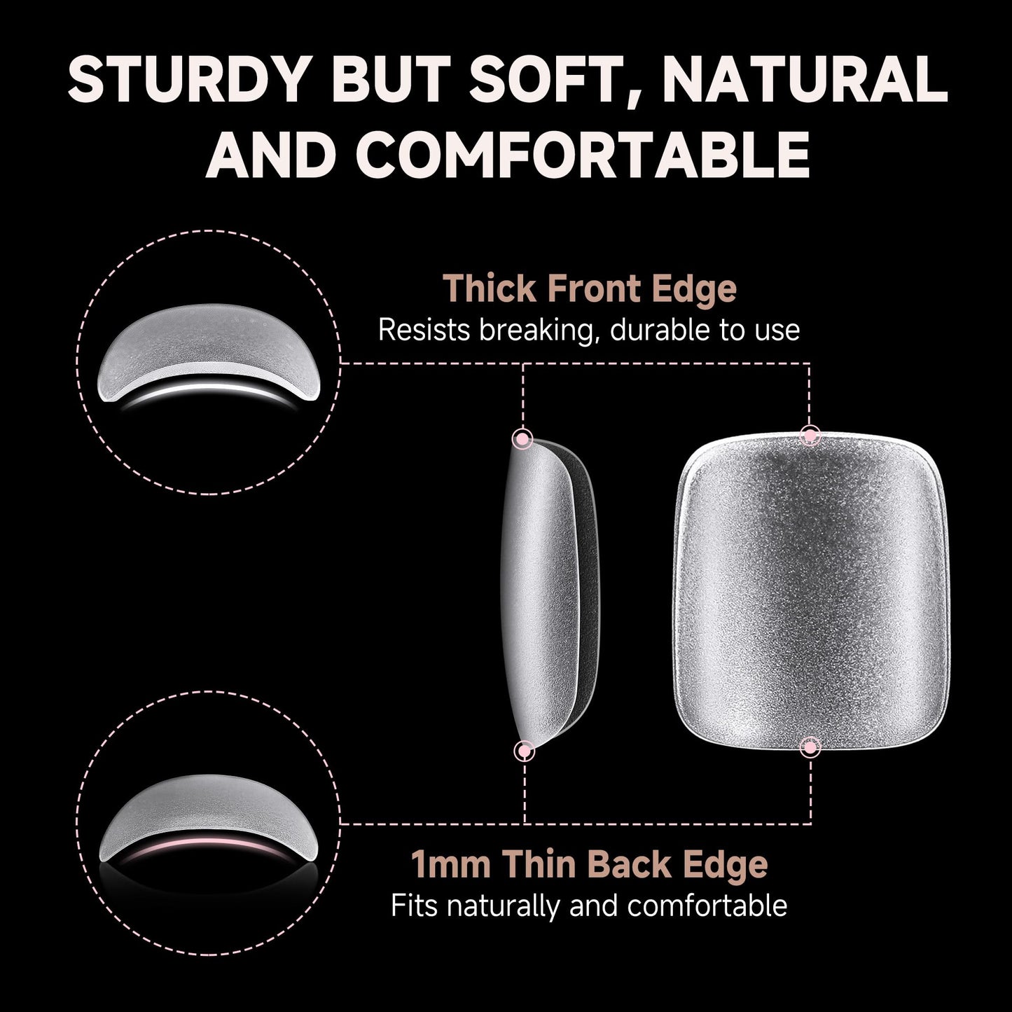 UNA GELLA Toe Nail Tips 504Pcs - Full Cover Matte Squavol Toe Nails Soft Gel Pre-file Gel Toe Nail x Tips For Toe Nail Extensions Home DIY Nail Salon Soak Off 15 Sizes