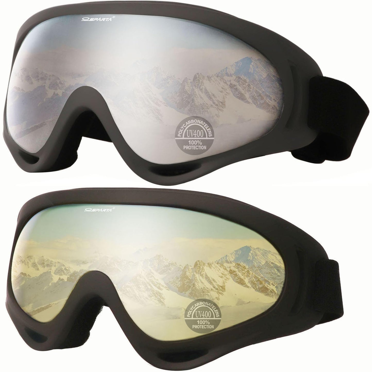 OUTDOOR SPARTA Ski Goggles (3. Gray Frame, Clear Lens; Black Frame, Yellow Lens)