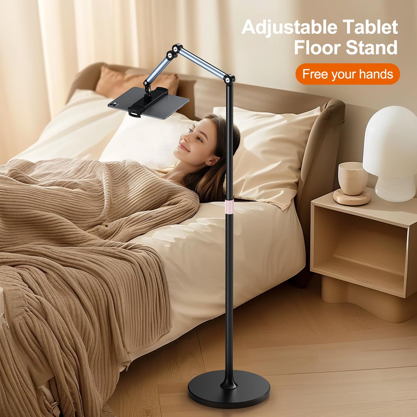 MOKURU Tablet Floor Stand, Adjustable Tablet Stand, 360° Rotation Tablet Holder, Compatible with iPad, iPhone, Samsung, Google, Kindle Tablet/Phone, (4.5''-12'')