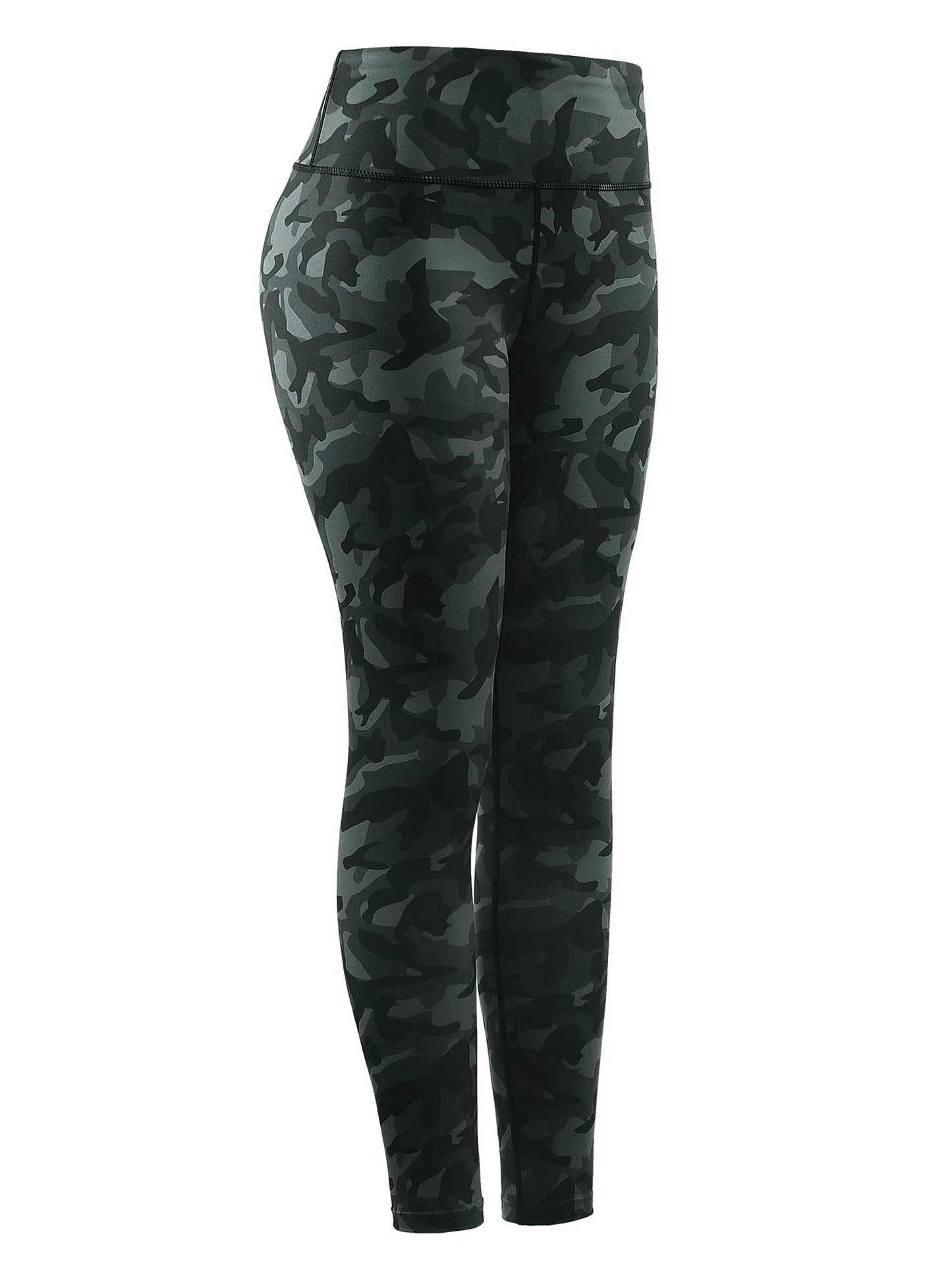 CADMUS Womens High Waist Workout Leggings Running 4 Way Stretch Yoga Pants, Green Camo, X-Large