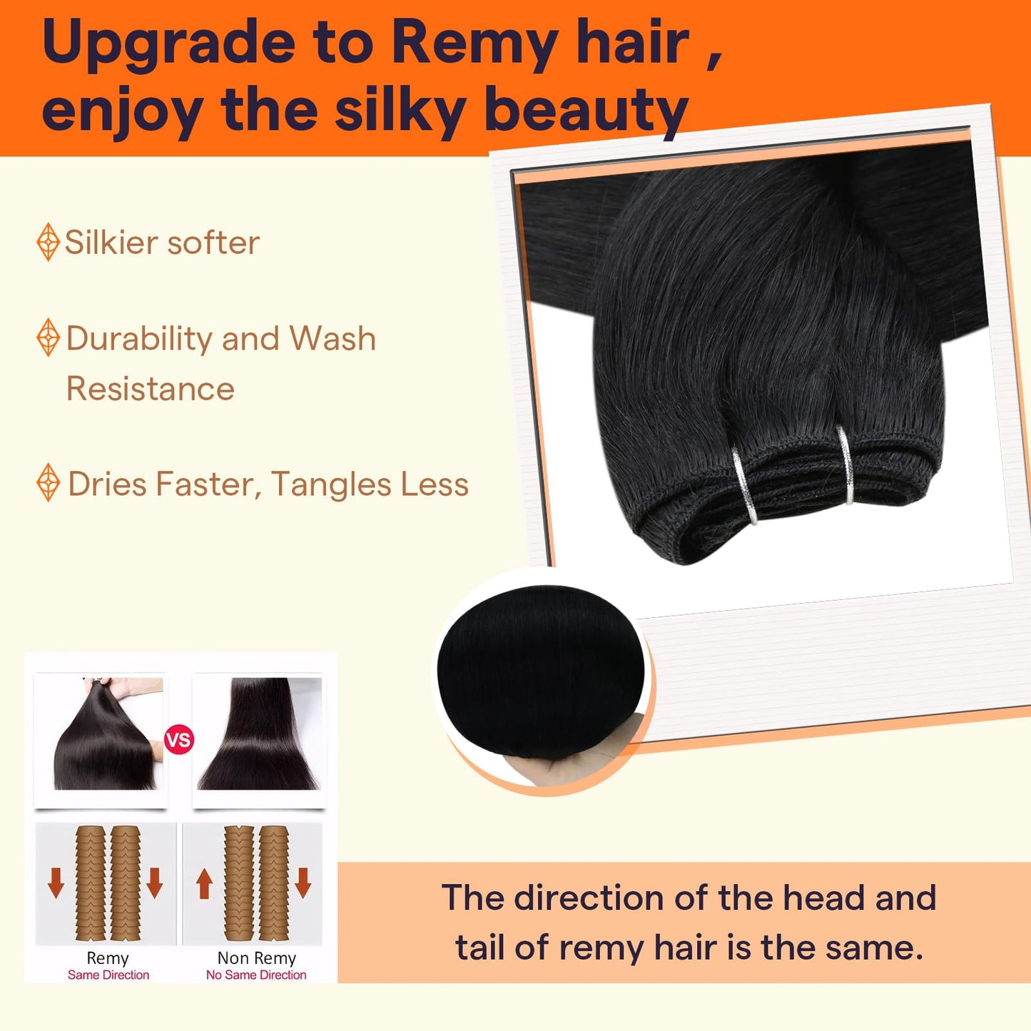 Full Shine Sew In Hair Extensions Real Human Hair Black Weft Hair Extensions Human Hair Sew In Extensions Double Weft Color Jet Black Hair Extensions Human Hair Extensions Sew In Bundles 22Inch 105G