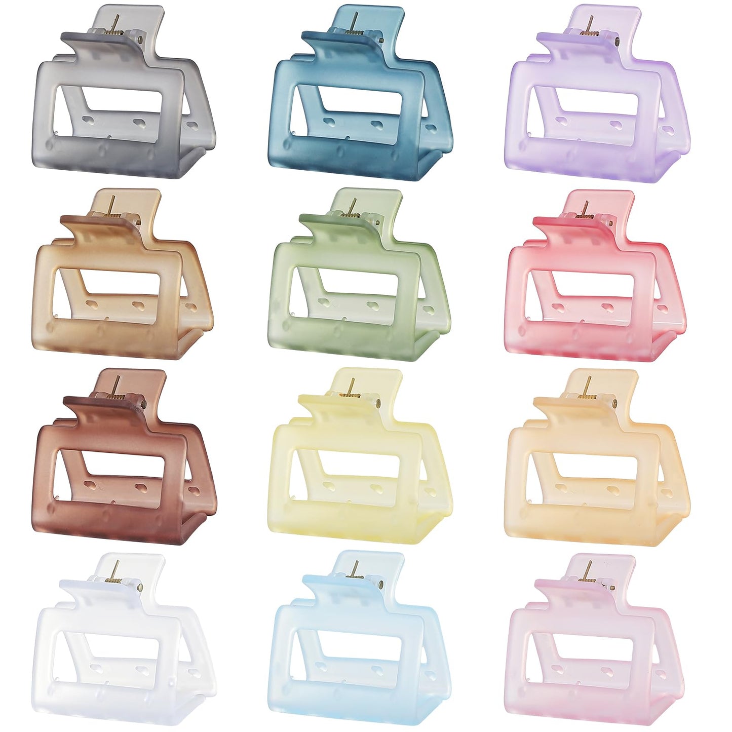 Sisiaipu 2 Inch Medium Hair Claw Clips 12 Pcs Square Hair Clips for Thin Hair Matte Nonslip Acrylic Banana Jaw Clips Bulk Hair Accessories for women and Girls- Ice Cream