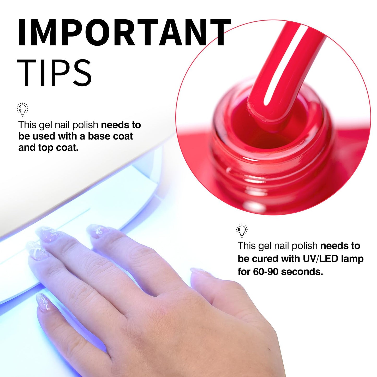 CANNI Pink Gel Polish, 1Pcs Gel Polish Hot Pink Color Gel Strawberry Pink Polish Nail High Gloss Soak Off U V Gel Nail French Nail Manicure Salon DIY