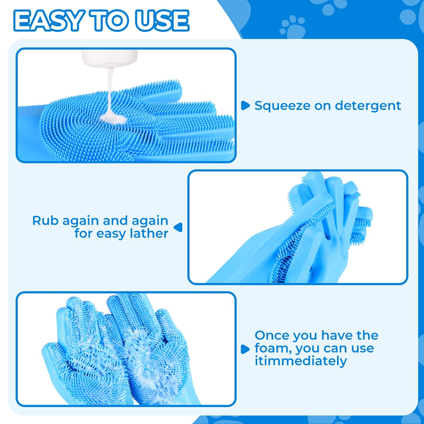 IDQQUQQ 2PCS dog washing gloves and dog bath brush, 2-in-1 pet shower set | Suitable for dogs, cats, bath massage, and pet grooming