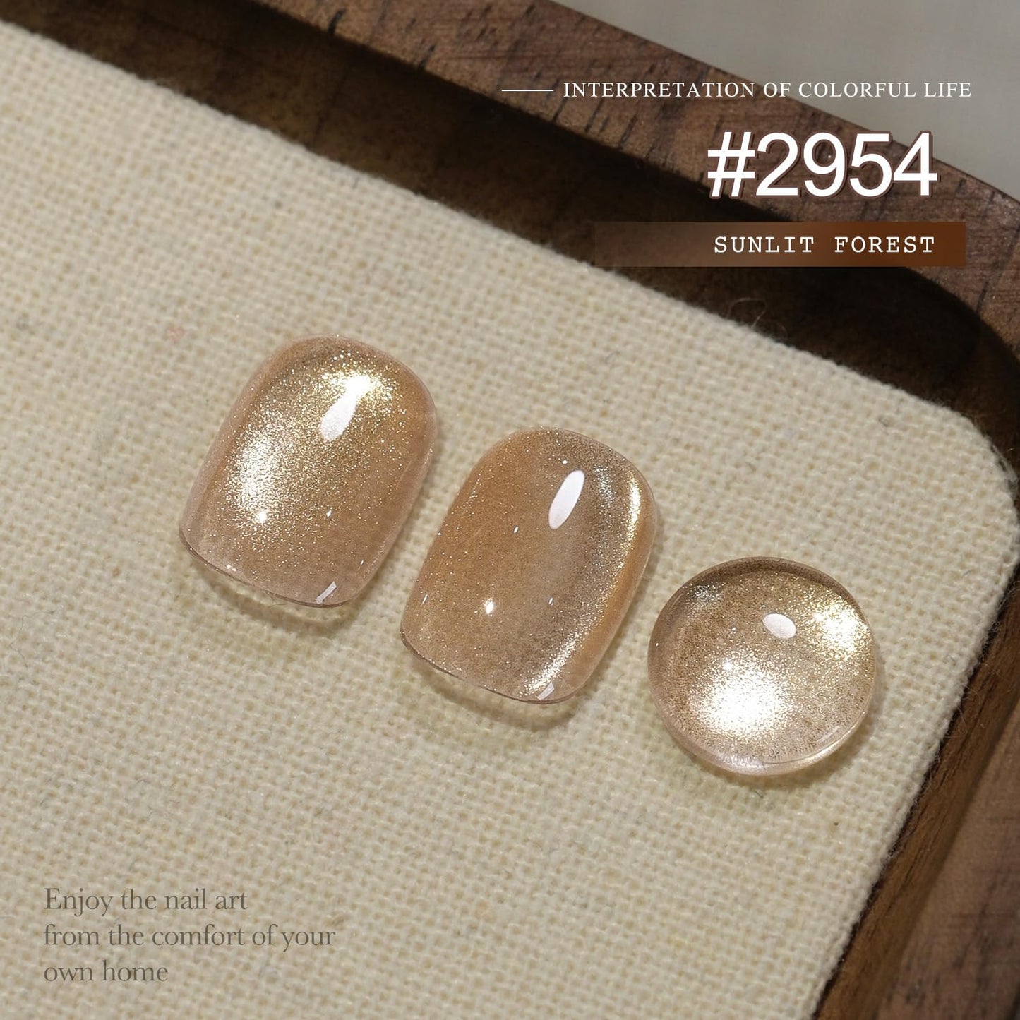 GAOY Jelly Gold Cat Eye Gel Nail Polish, 16ml Glitter Holographic Nail Polish with Magnet, Reflective Translucent UV Gel, 2954 Sunlit Forest