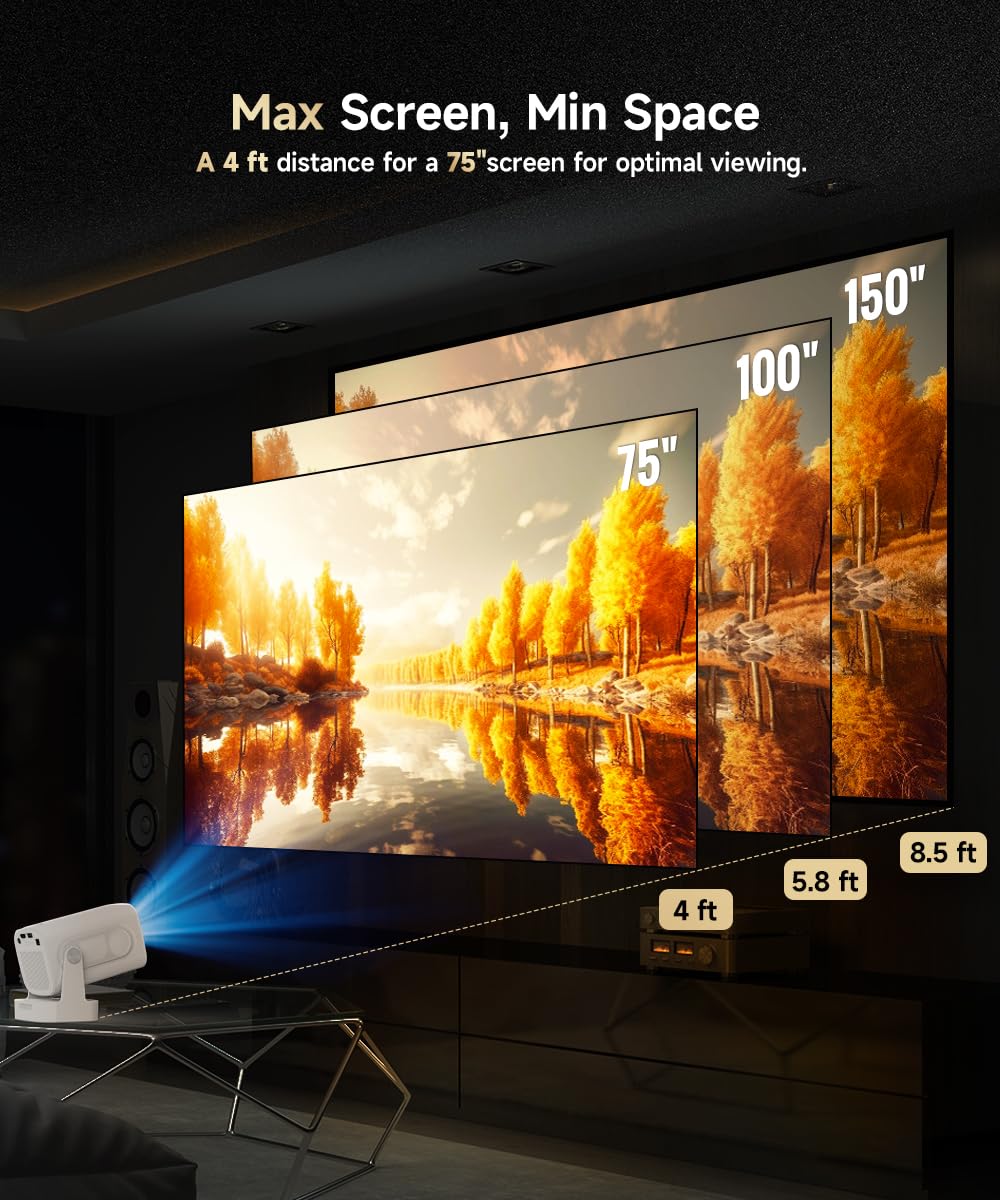 【Auto Focus&1080P】Magcubic Mini Smart Projector with 4K Support, Portable Projector with Wifi and Bluetooth, 5W Speaker, Built in Apps, Voice Control, Outdoor Movie Projector