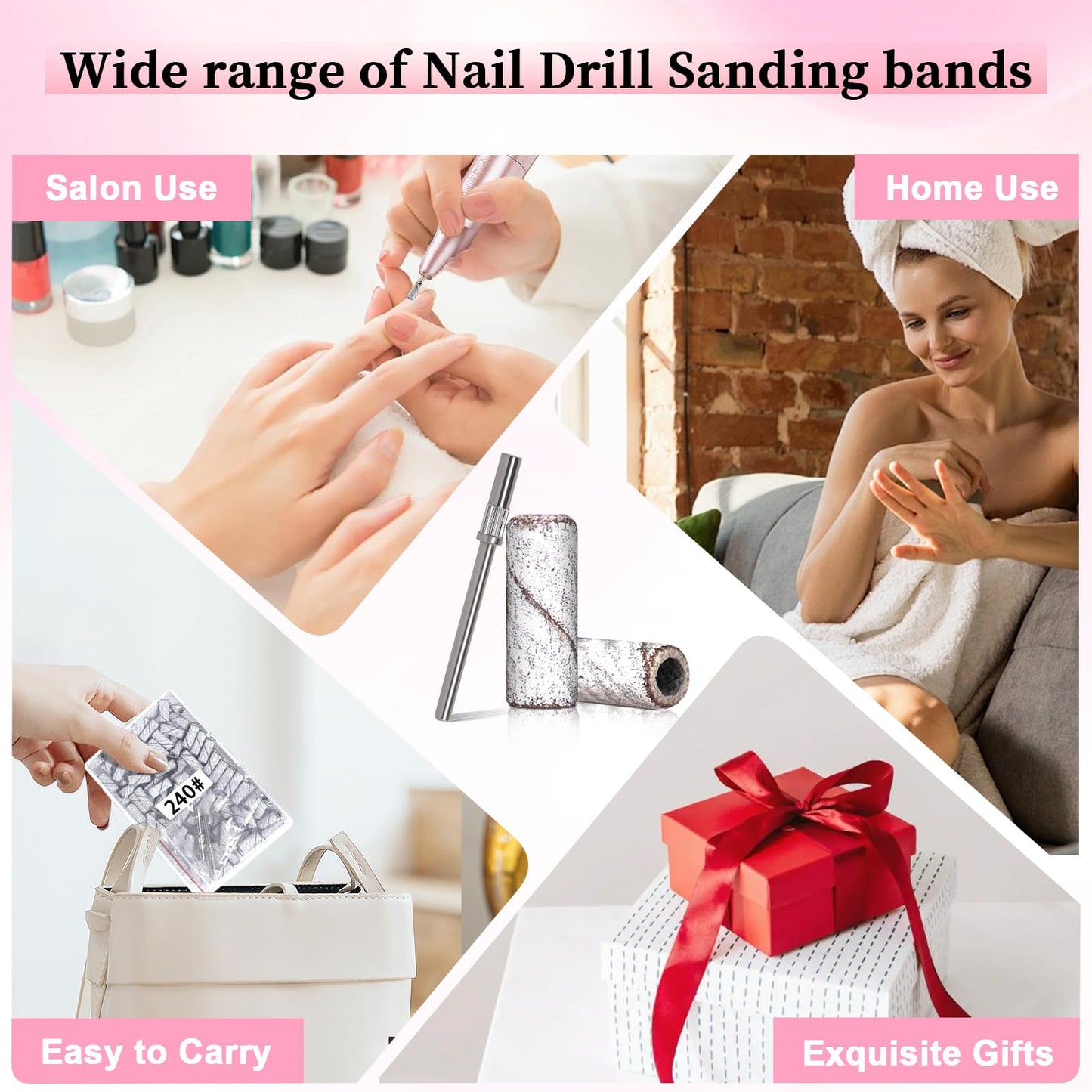 240 Grit Small Sanding Bands Nail Drill Bit, 100 Pcs 3.1 MM Mini Sanding Bands for Nail, Extreme Fine Grit Small Nail Sanding Bands for Natural Nail Smooth Polish Cuticle, Manicure Nail Salon Use