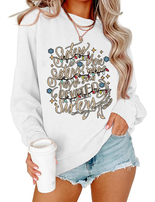 CCOTPRRP Christmas Sweatshirt Womens White Christmas Holiday Shirt Movie Pullover Vacation Graphic Tees Tops(P1,M)