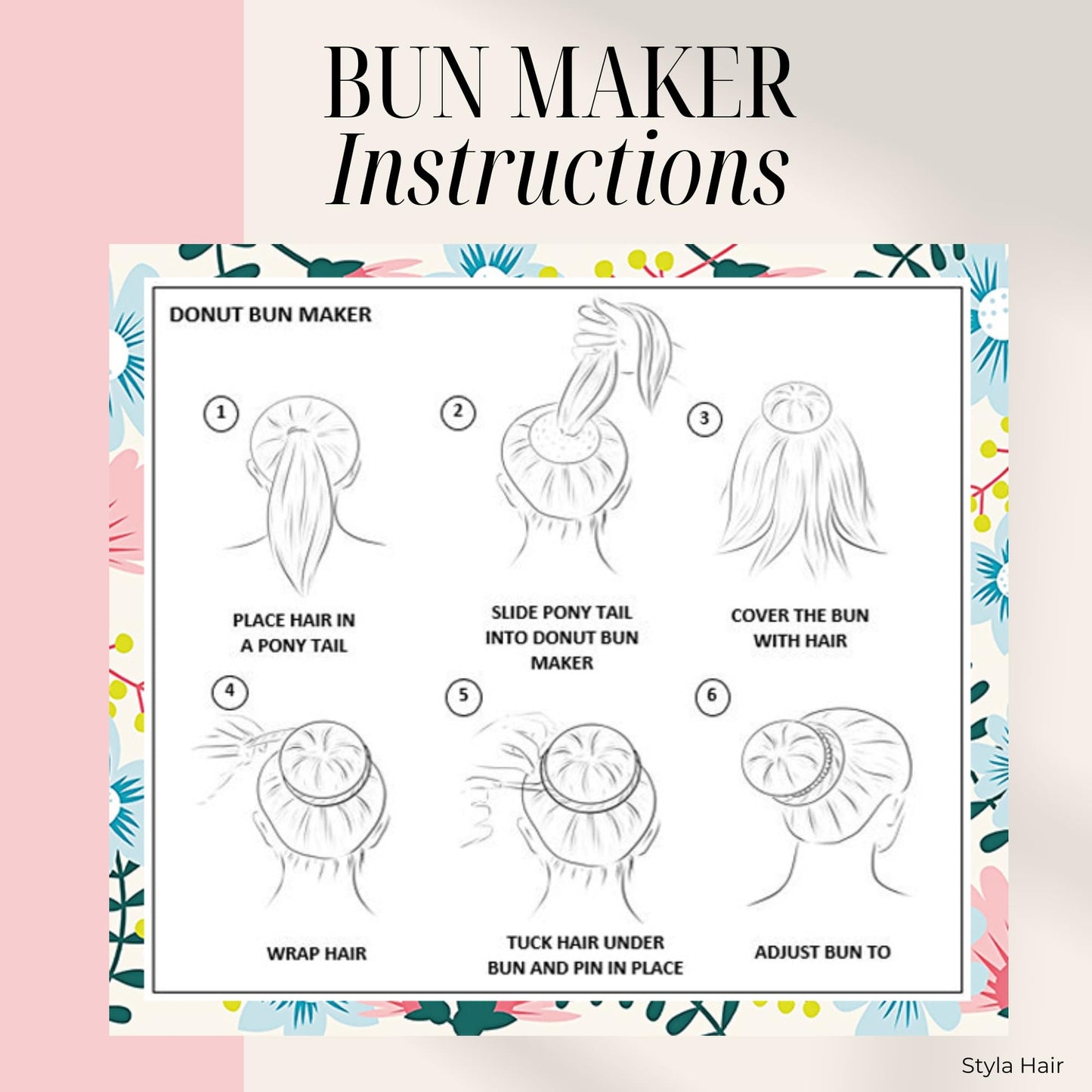 Styla Hair Donut Hair Bun Maker for Kids, Ballet Buns Maker for Kids, Sock Bun Hair Maker, Donut Bun Maker Hair, Easy Bun Hair Bun Maker, Hair Donut Bun Maker (3pc Brown)