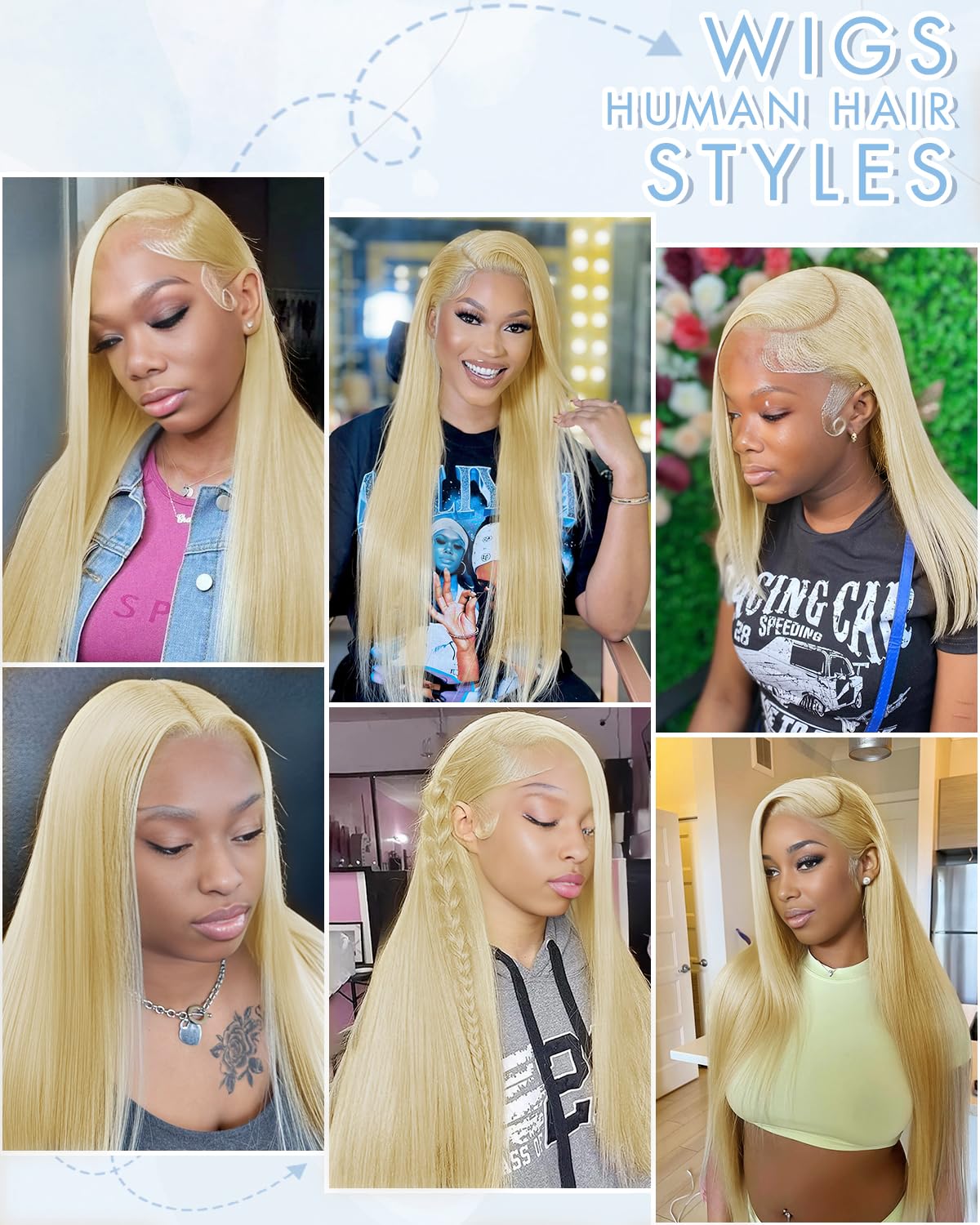 GUDOZO 613 Lace Front Wigs Human Hair 9x6 HD Lace Front Glueless Wigs Human Hair 200% Density Straight Glueless Wigs Human Hair Pre Plucked Pre Cut Blonde Wigs for Black Women 22 inch