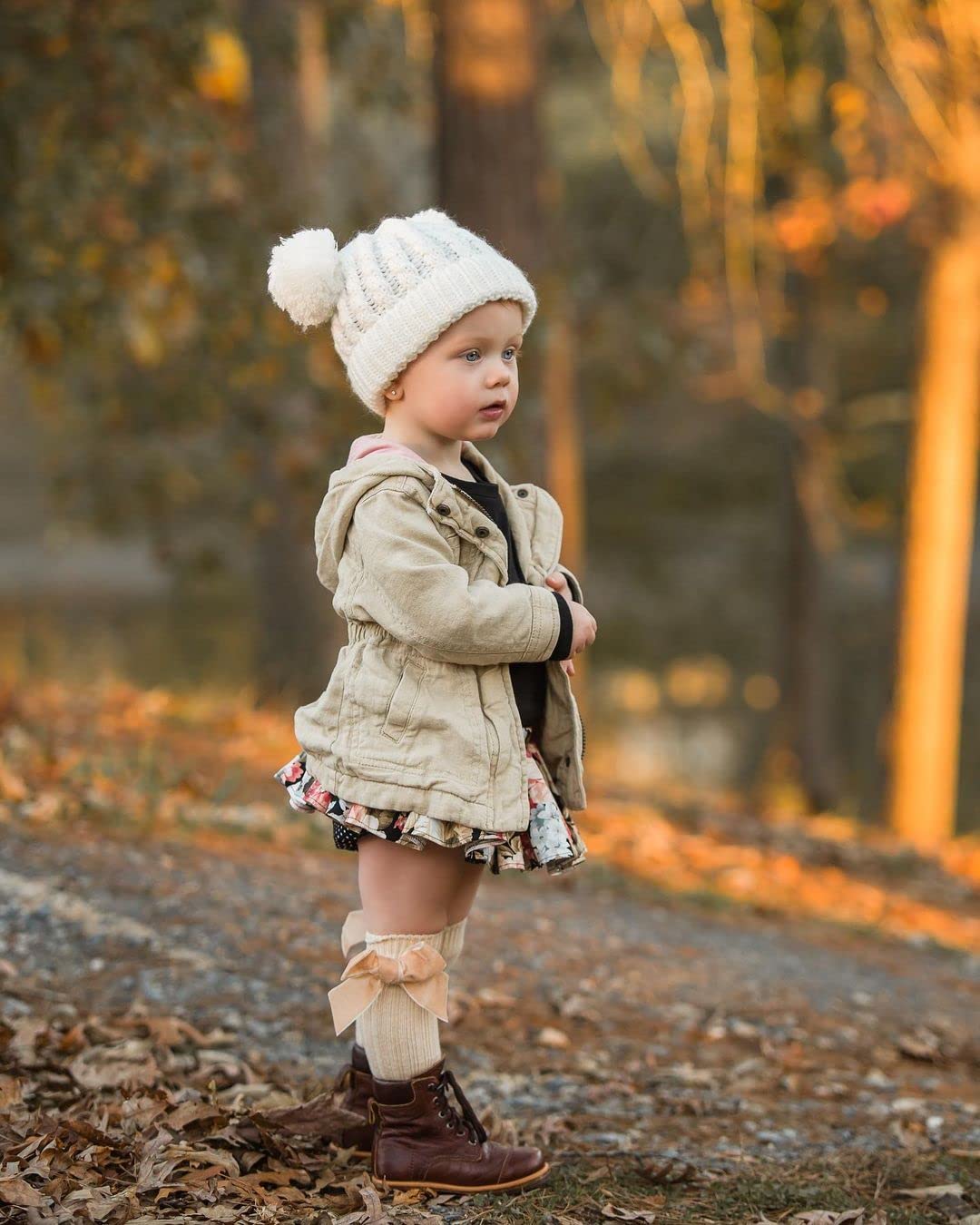Funky Junque Double Pom-Pom Kids Beanie, Double Pom Pom Beanie Toddler 100% Acrylic Material, Soft and Warm, Toddler Winter Clothes Toddler Girl Winter Hat (Ivory - Ivory Faux Fur Pom)